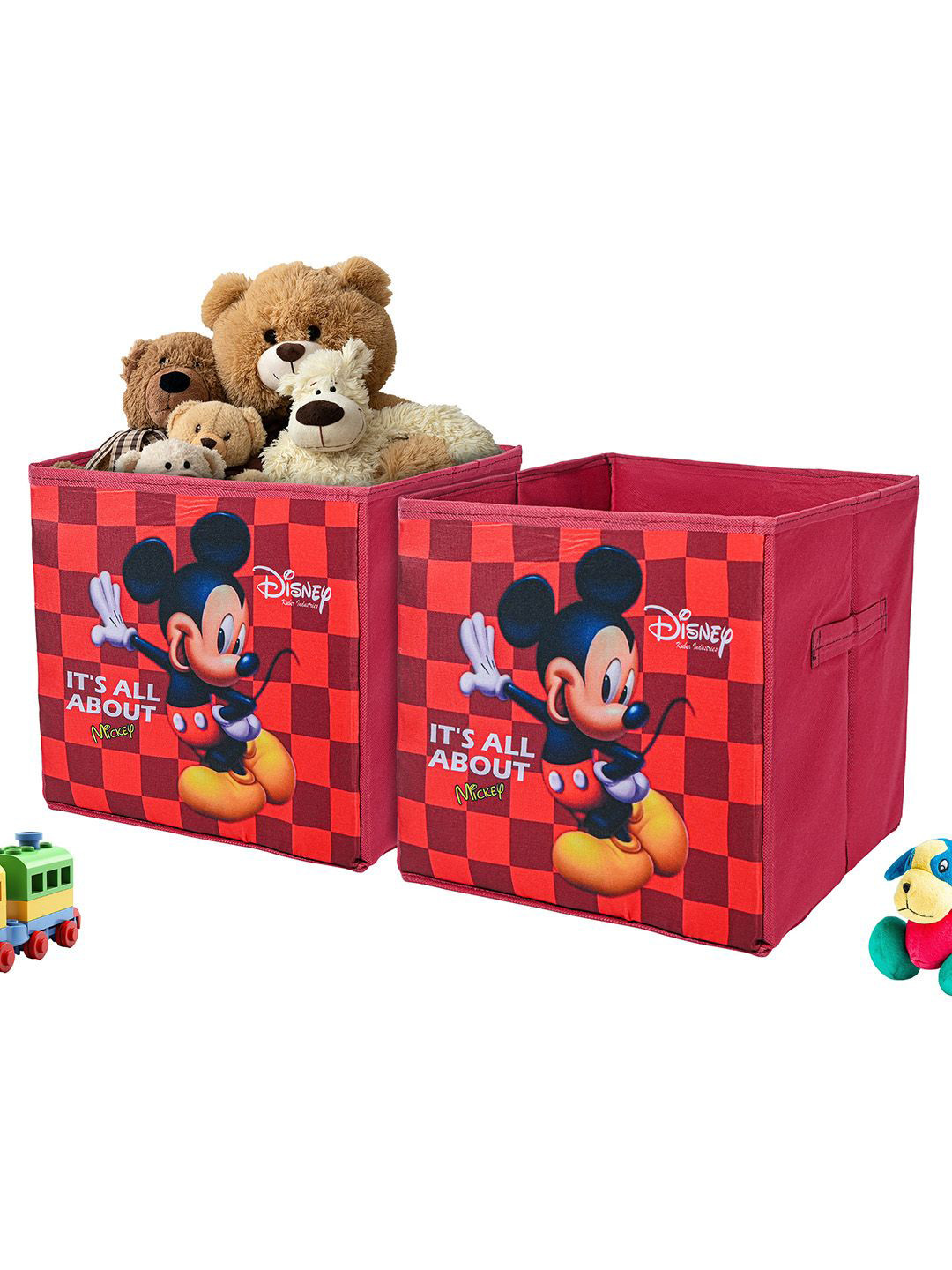 Kuber Industries Set of 2 Maroon Large Square Storage Box Organisers