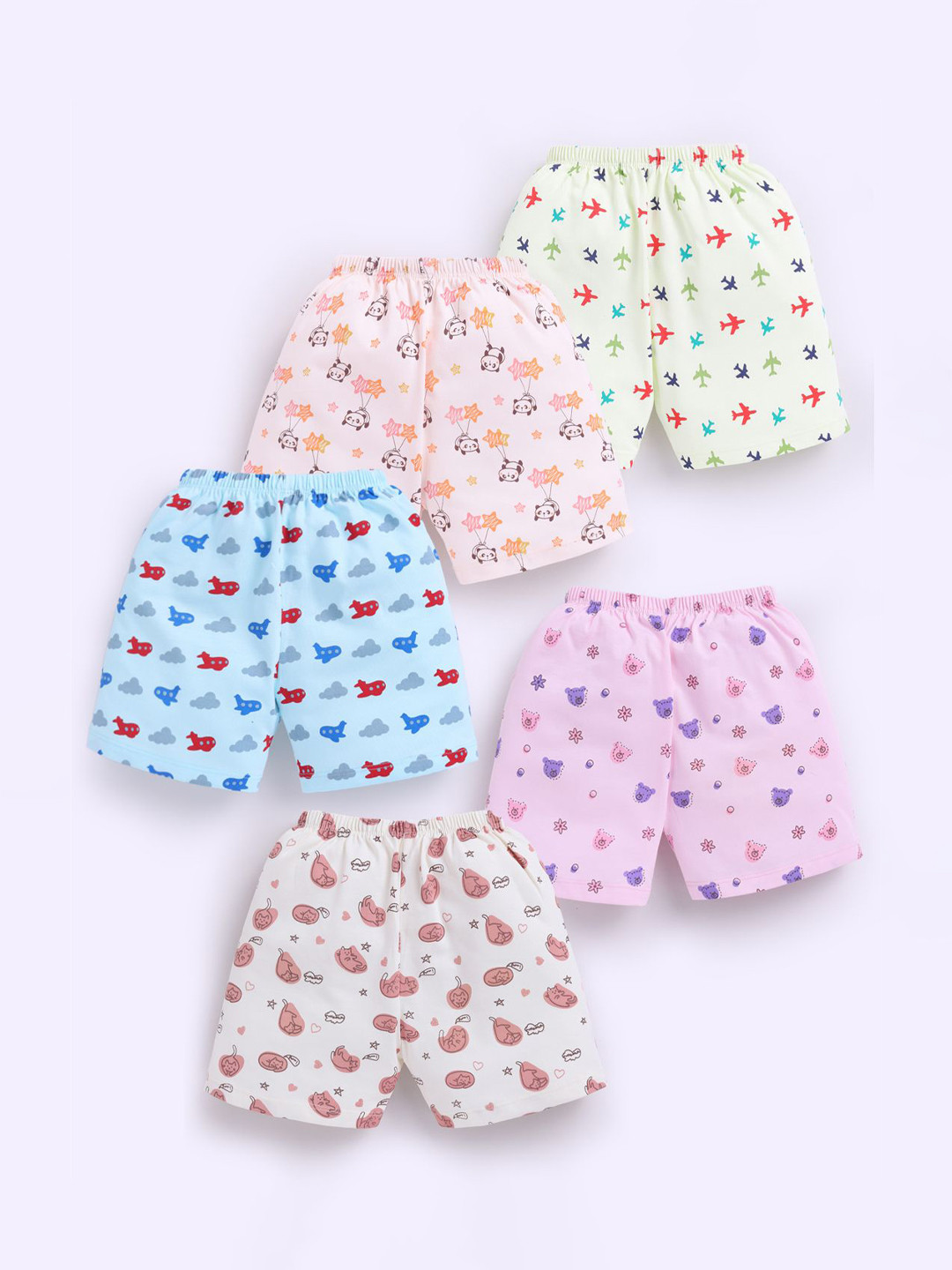 MooNKids Infants Pack Of 5 Printed Low Rise Briefs R1-MK_Brief_5 pnk blu pch beig ylw