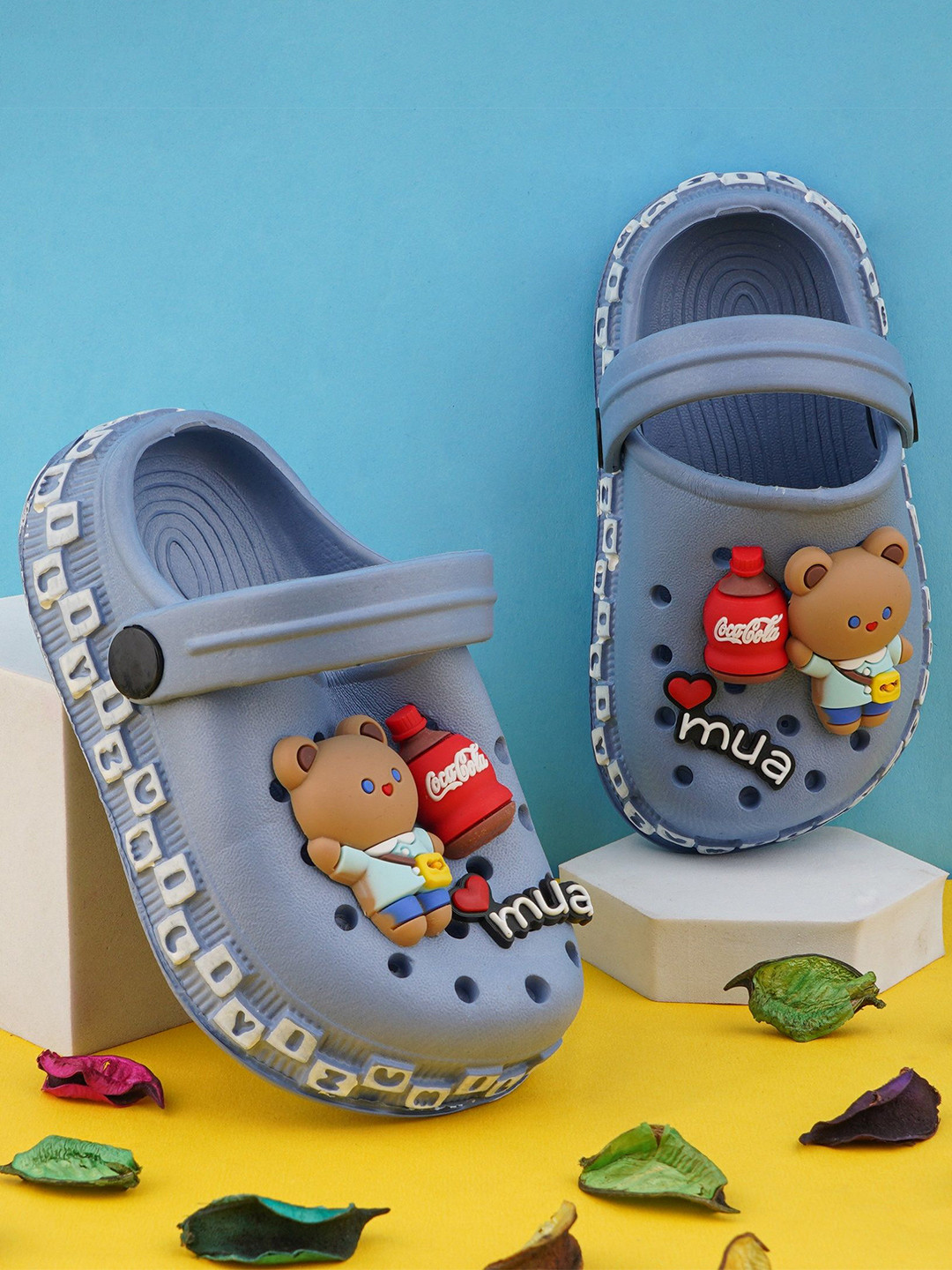 BAESD Kids Textured 3D Mua Cartoon Character Casual Clogs