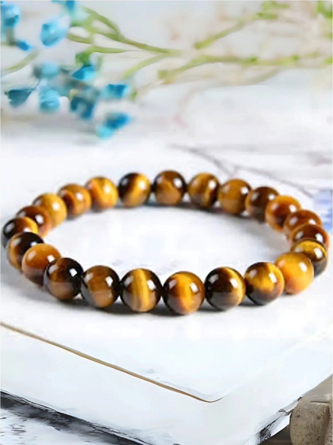 MEHNAM Unisex Tigers Eye Precious Gemstone Elasticated Bracelet