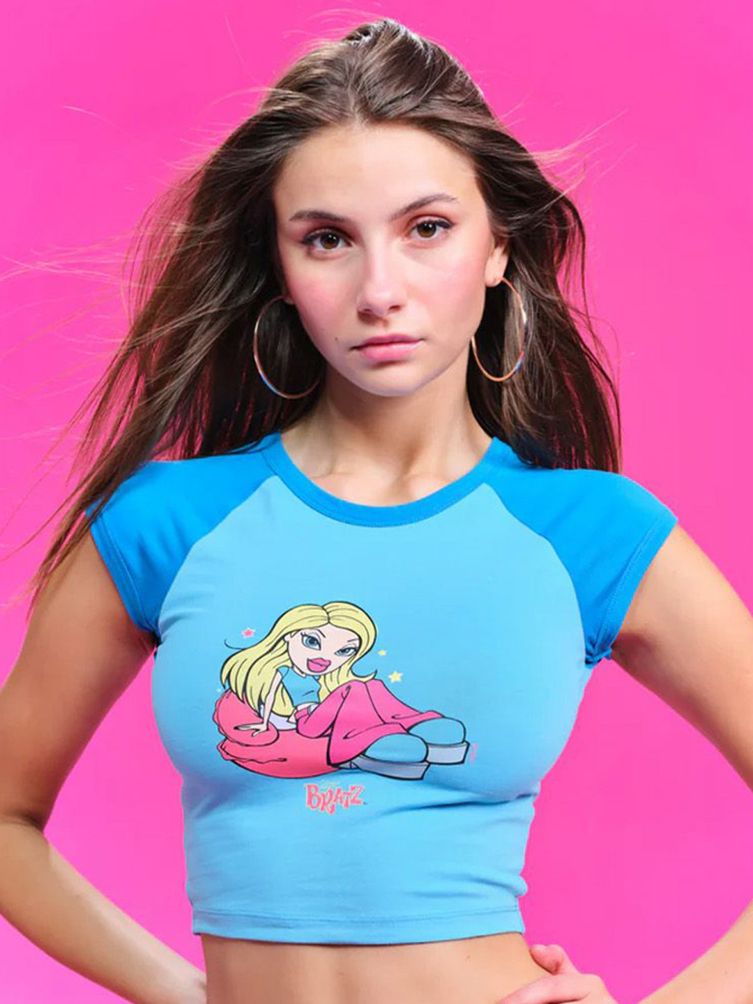 Bonkers Corner Women Bratty Blue Raglan Top