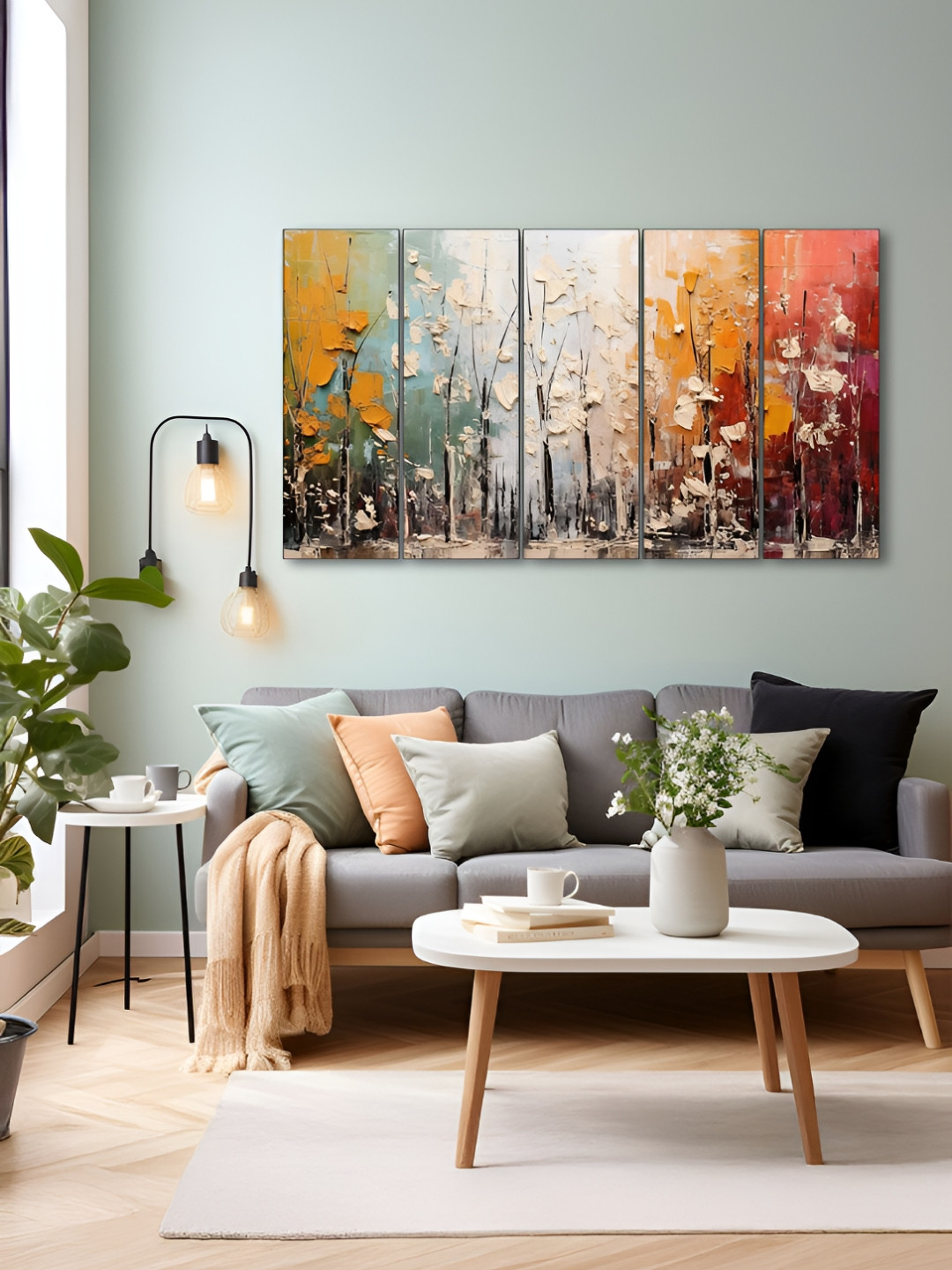 The Castle Decor 5 Piece Wood Rectangle Paintings Wall Art-19.7 x 24.8In