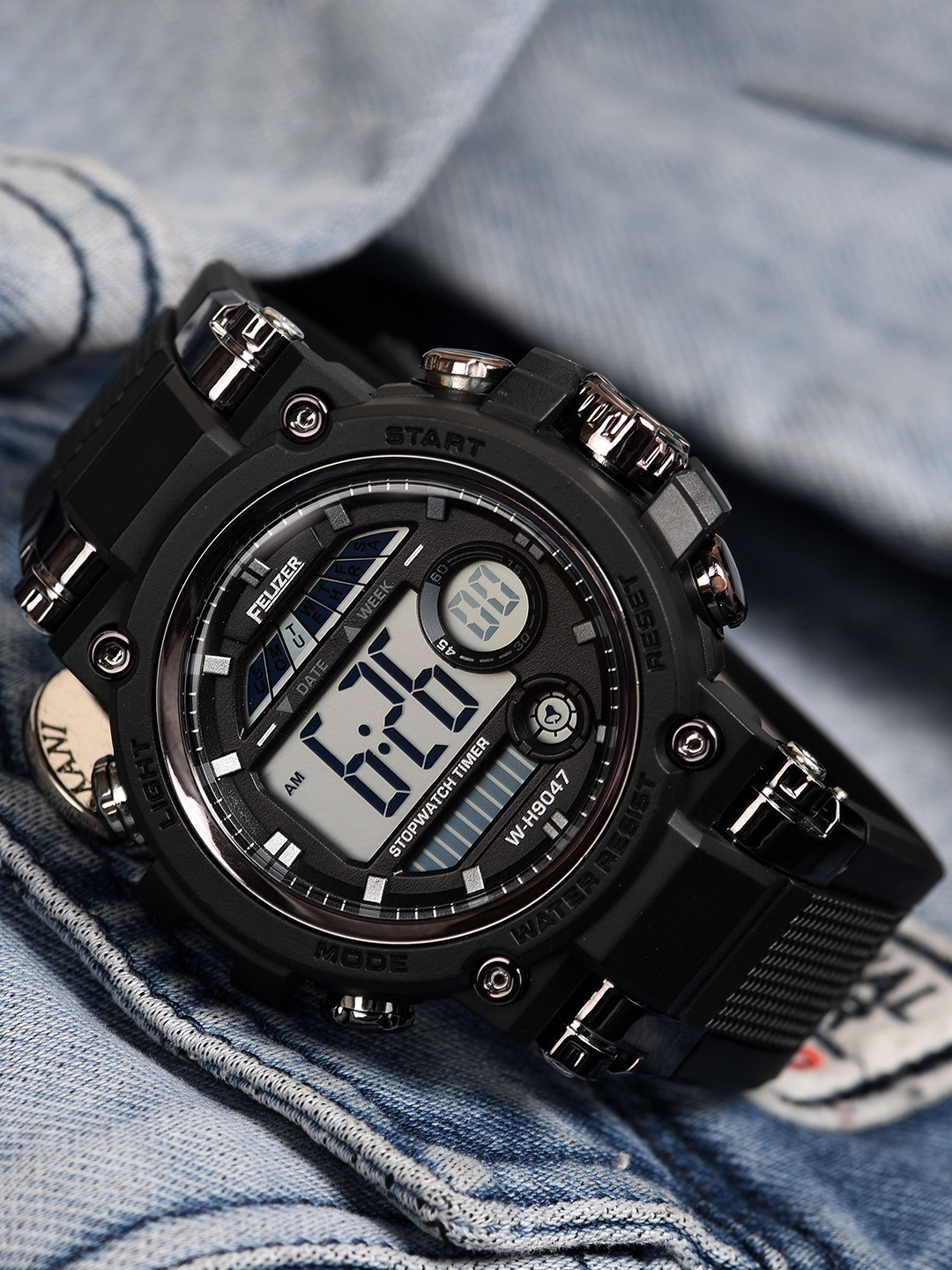 FELIZER Men Dial & Straps Digital Multi Function Watch LSKA-9047-FullBlk