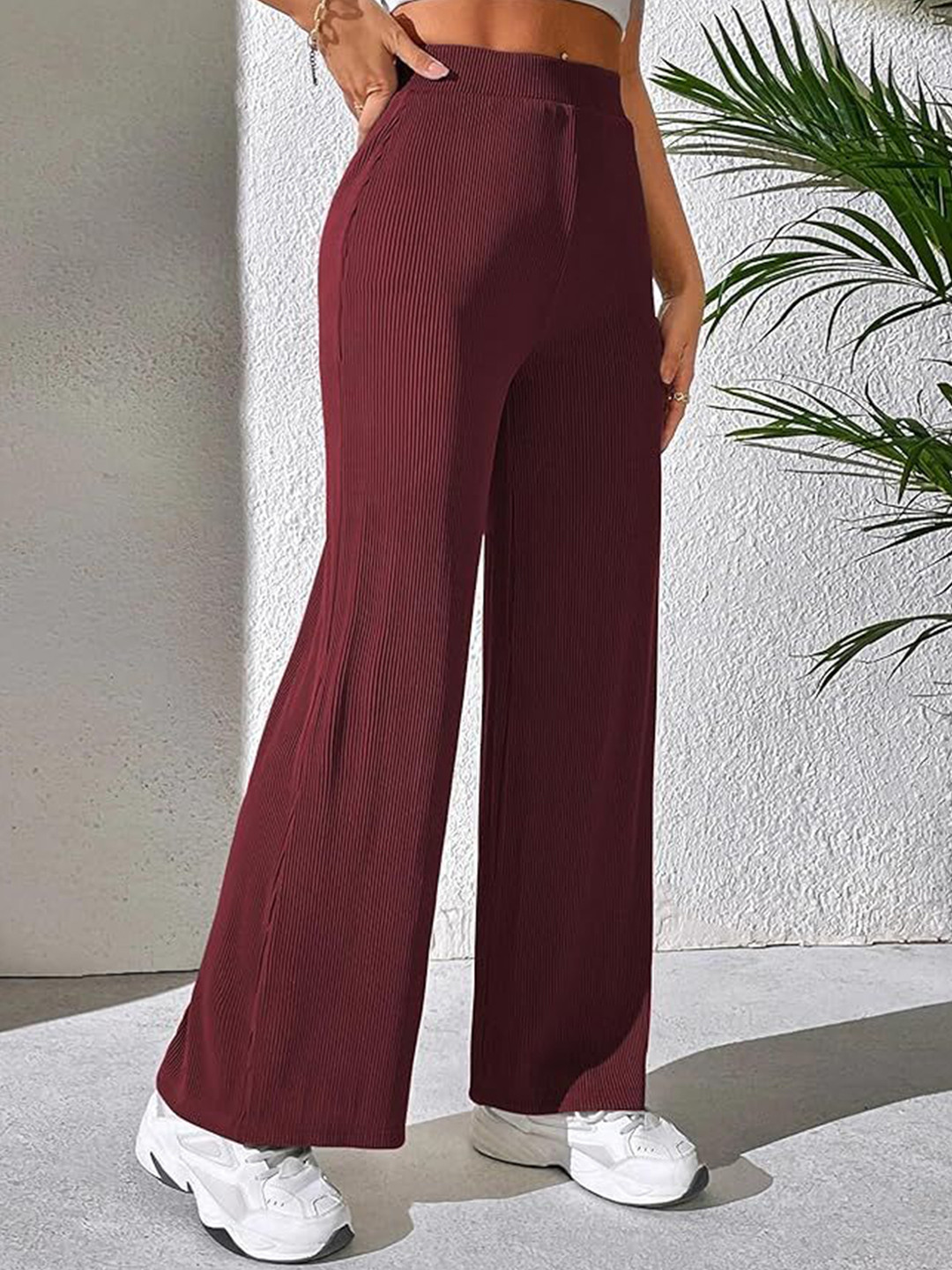 DIGITAL SHOPEE Women High-Rise Flared Trousers