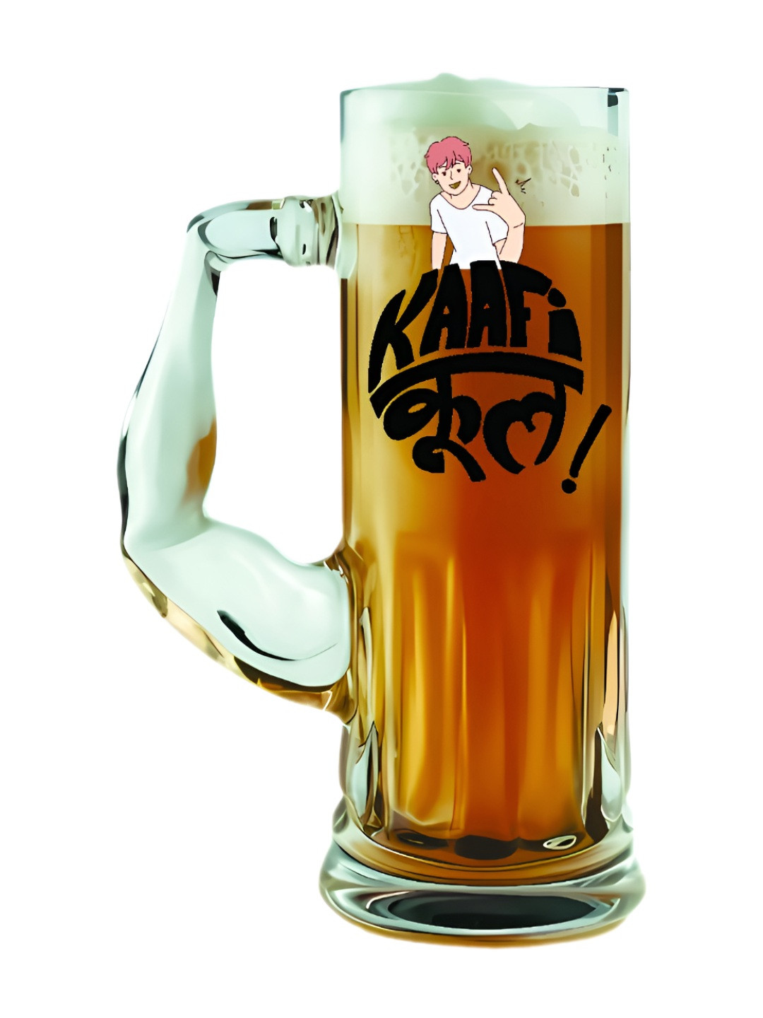 PRINTING DADDY Transparent Printed Glass Beer Mug - 650 ml