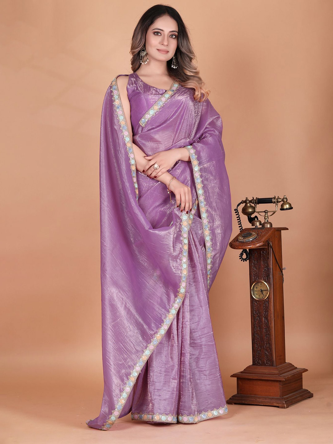 Anneca Sequinned Work Crush Tissue Party Saree