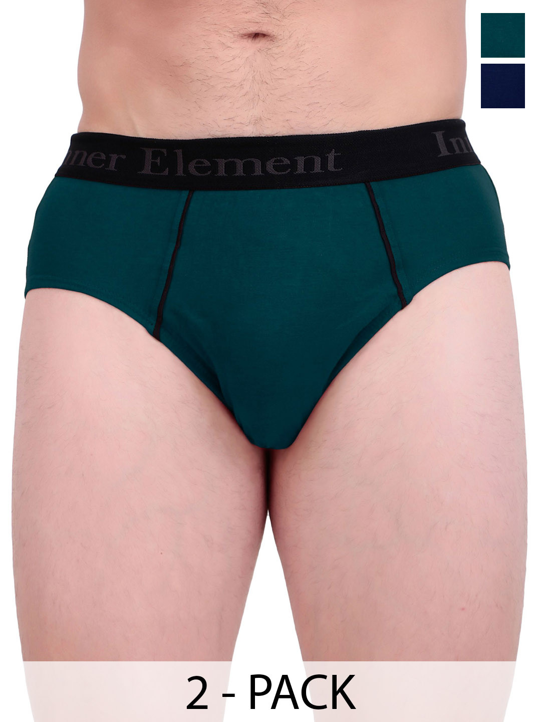 inner element Pack Of 2 Mid Rise Basic Briefs MEN_BRIEF_2PK_NAVY_TEAL_XS