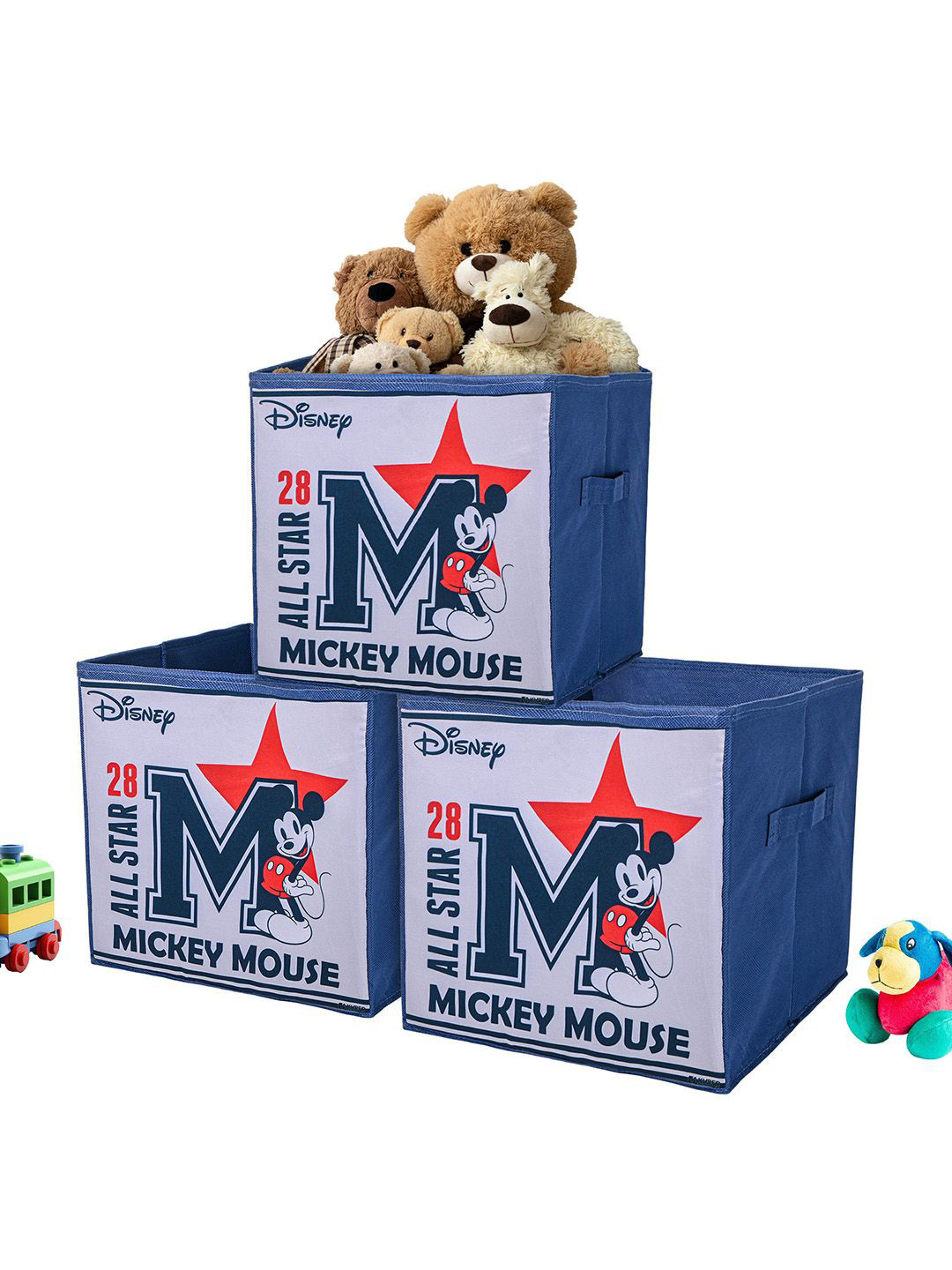 Kuber Industries Navy Blue & White 3 Pcs Disney Mickey Star Multi-Utility Organisers