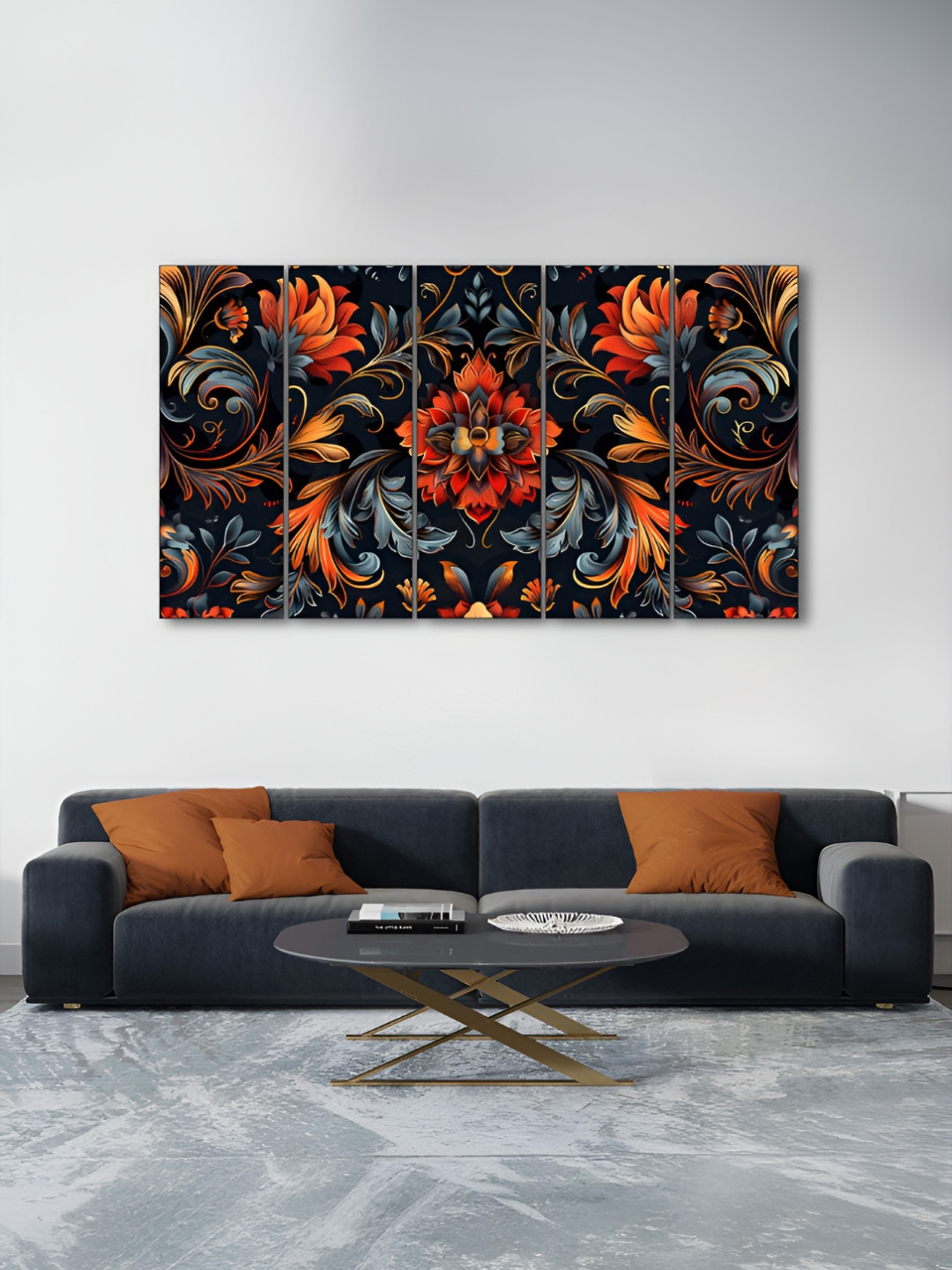 The Castle Decor Red & Green 5 Pieces Floral and Botanical Wooden Wall Art