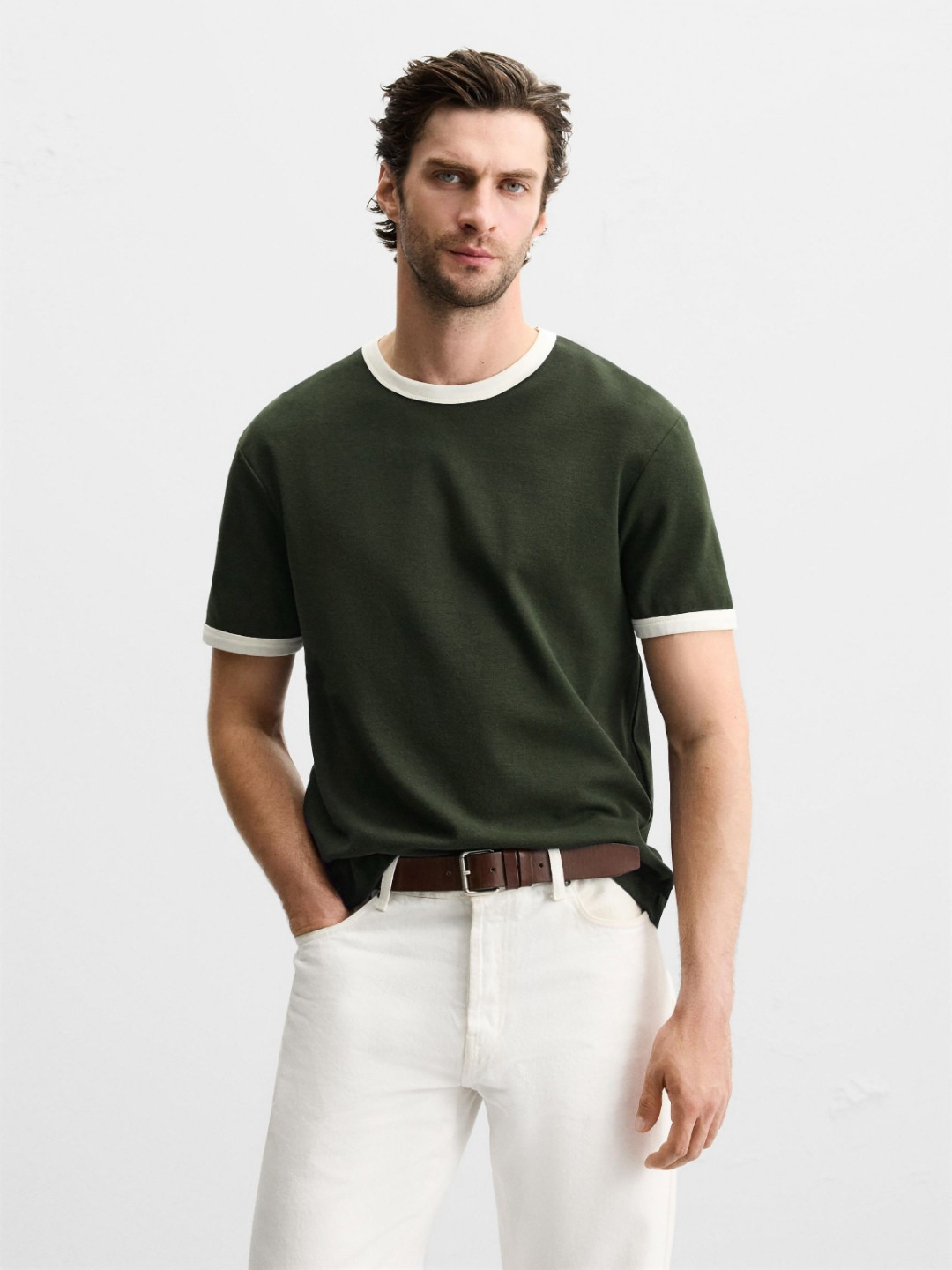 MISCHIEF MONKEY Men Solid Round Neck Cotton T-shirt