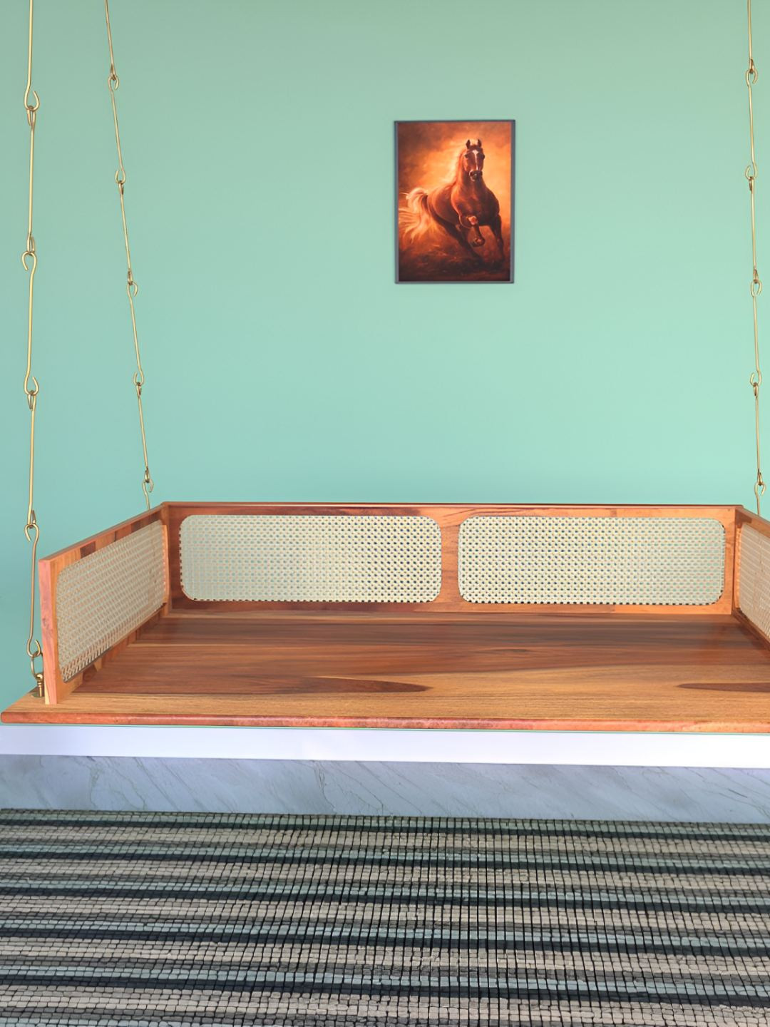 JAIRI TRADERS Brown Wooden Swings With Back Support &  Armrest