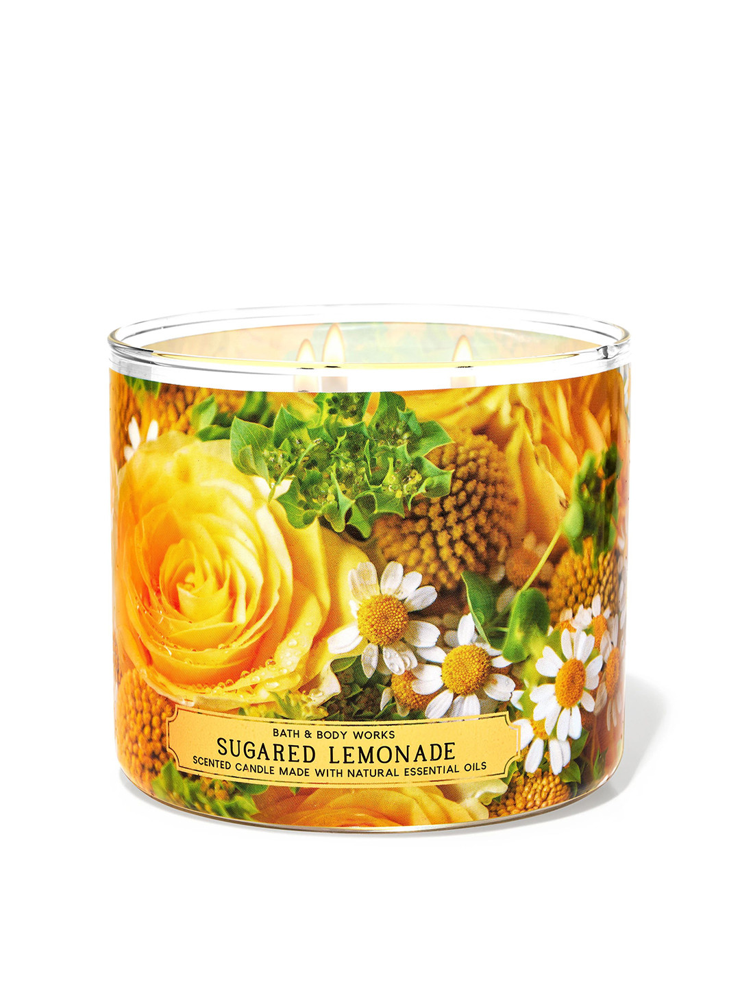 Bath & Body Works Sugared Lemonade Scented 3 Wick Floral Geometric Regular Jar Candles