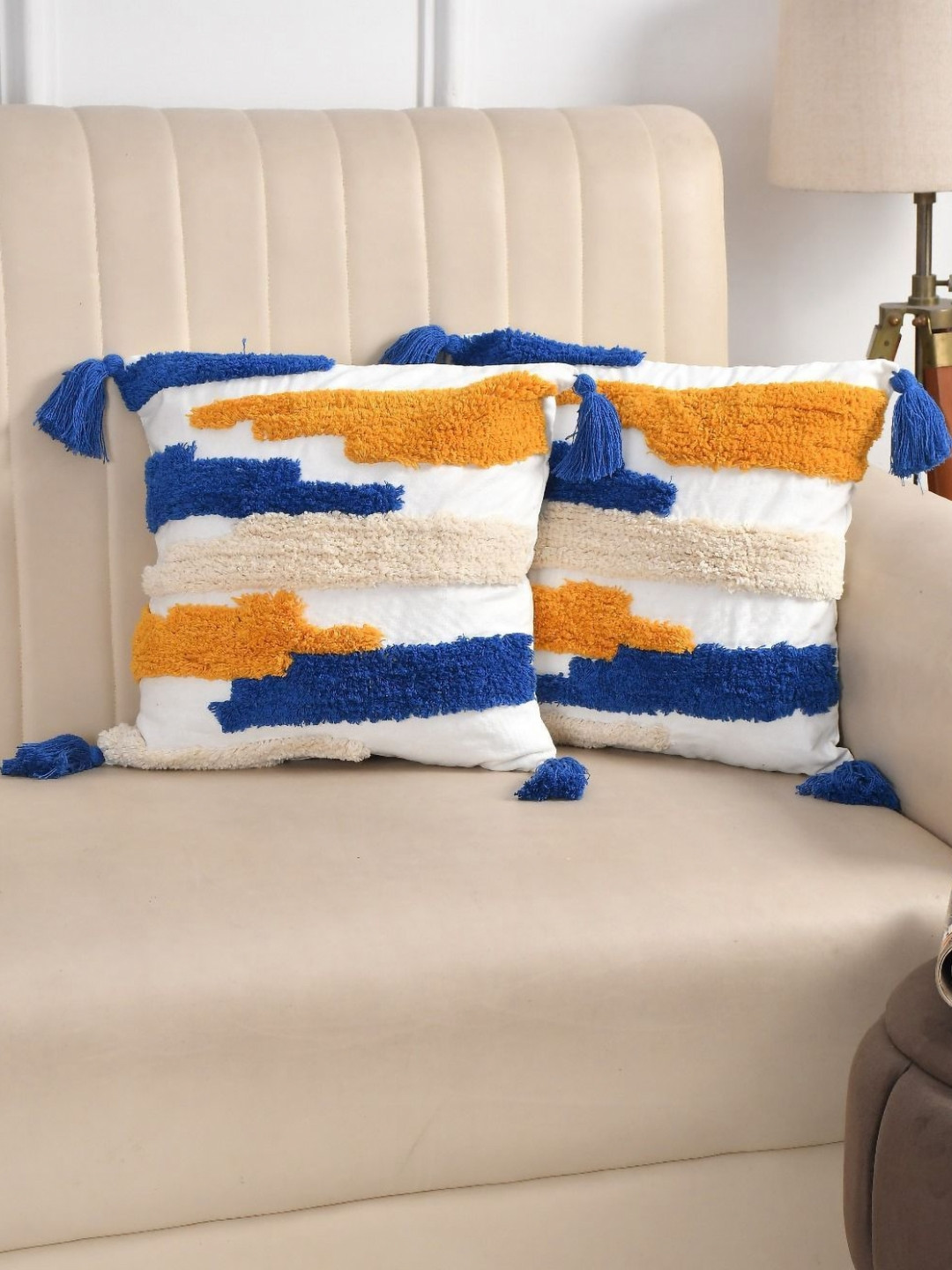 KIDS WONDERS 2 Pieces Embellished Square Cushion Covers