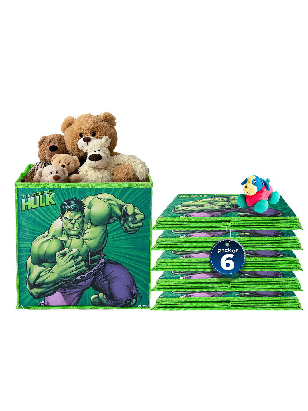 Kuber Industries Set of 6 Green Square Storage Box Clothe Organisers