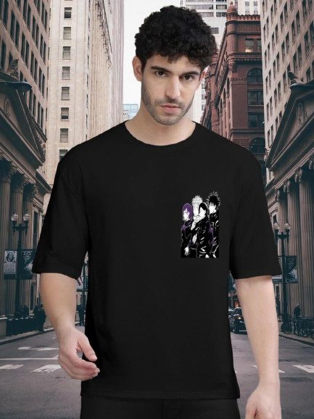 SZN Men Jujutsu Kaisen Graphic Printed Round Neck Cotton T-shirt