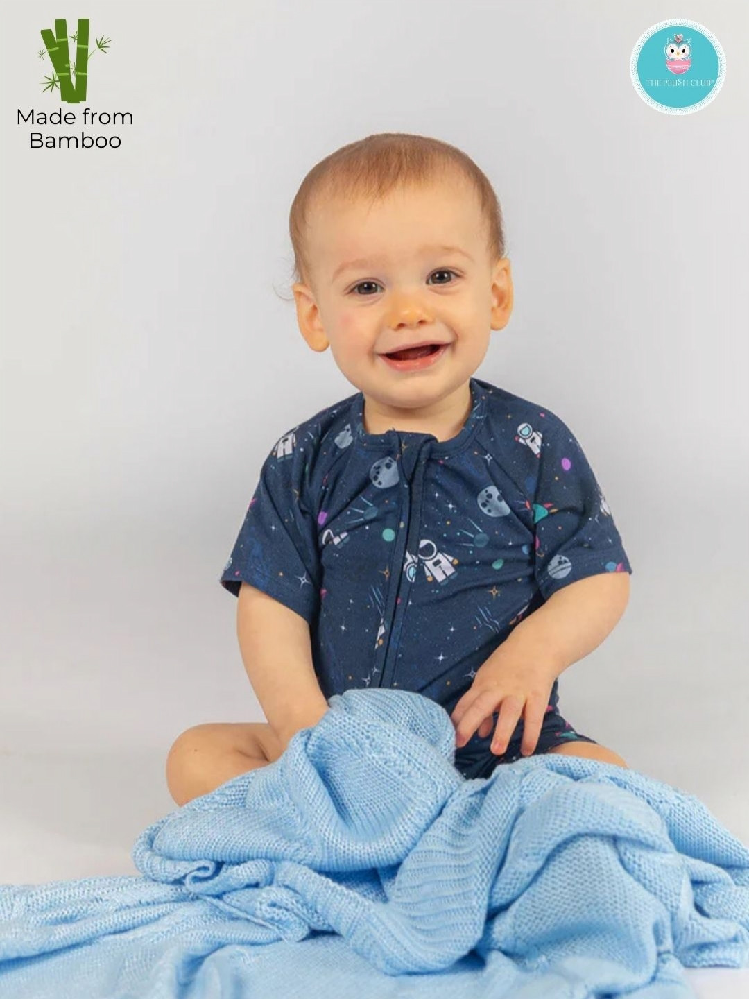 THE PLUSH CLUB Blue Bamboo Single Bed Blanket