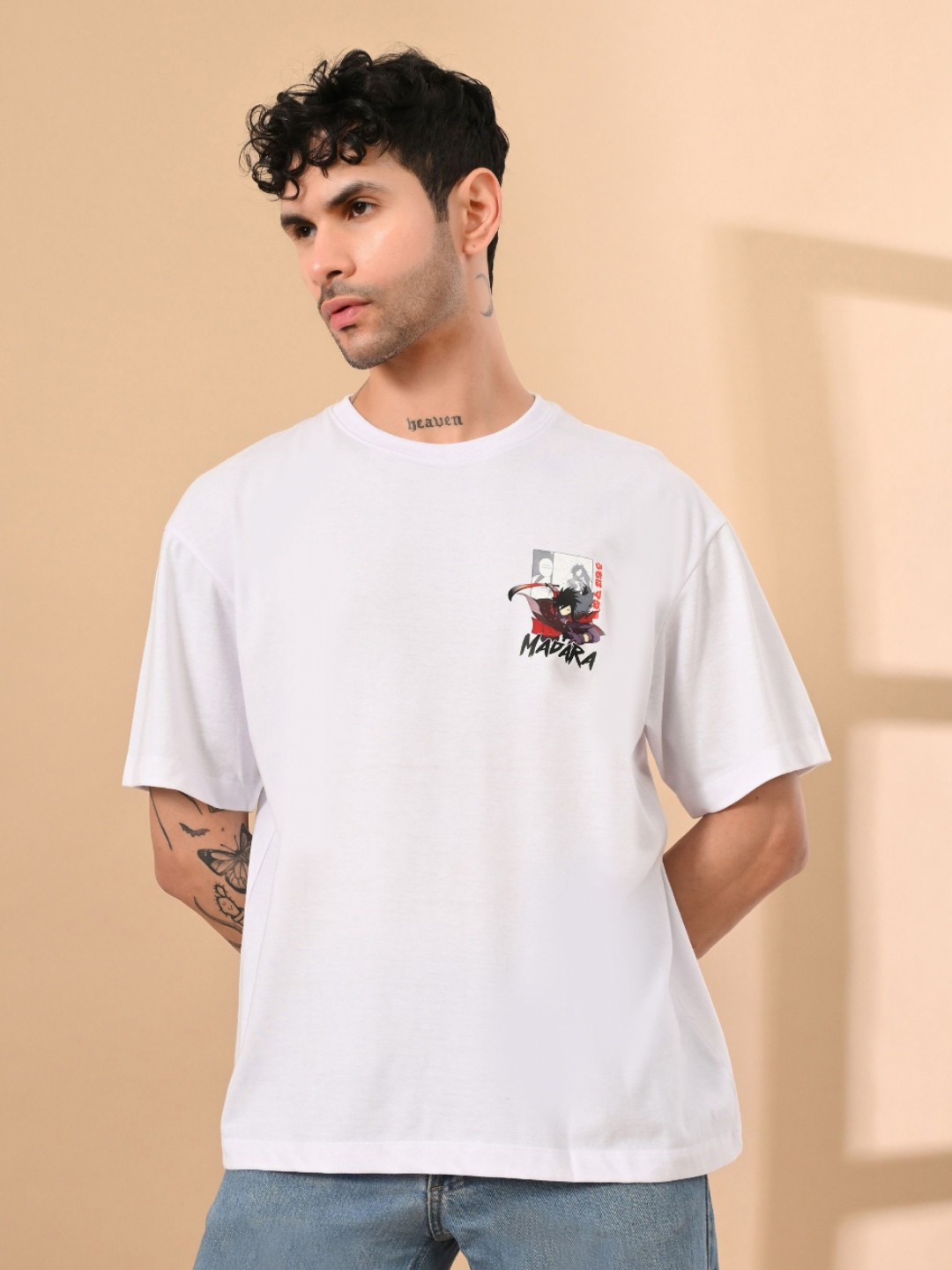 STARFOX Men Naruto Graphic Printed Round Neck Cotton Oversized T-shirt