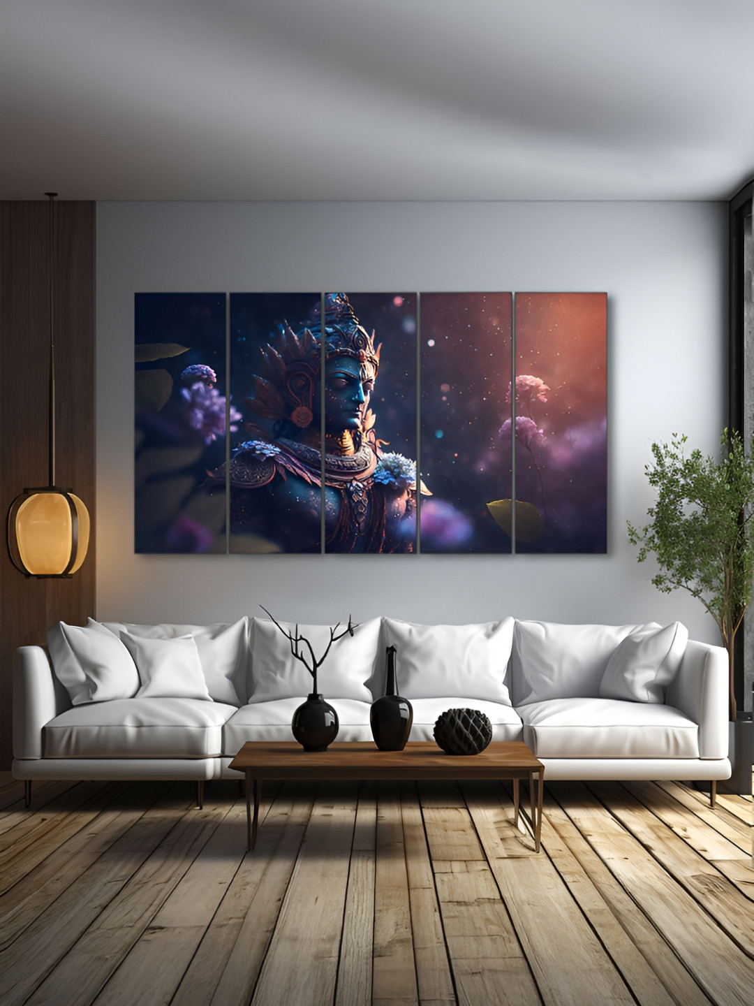 The Castle Decor Purple & Brown 5 Piece Wood Other Wall Paintings