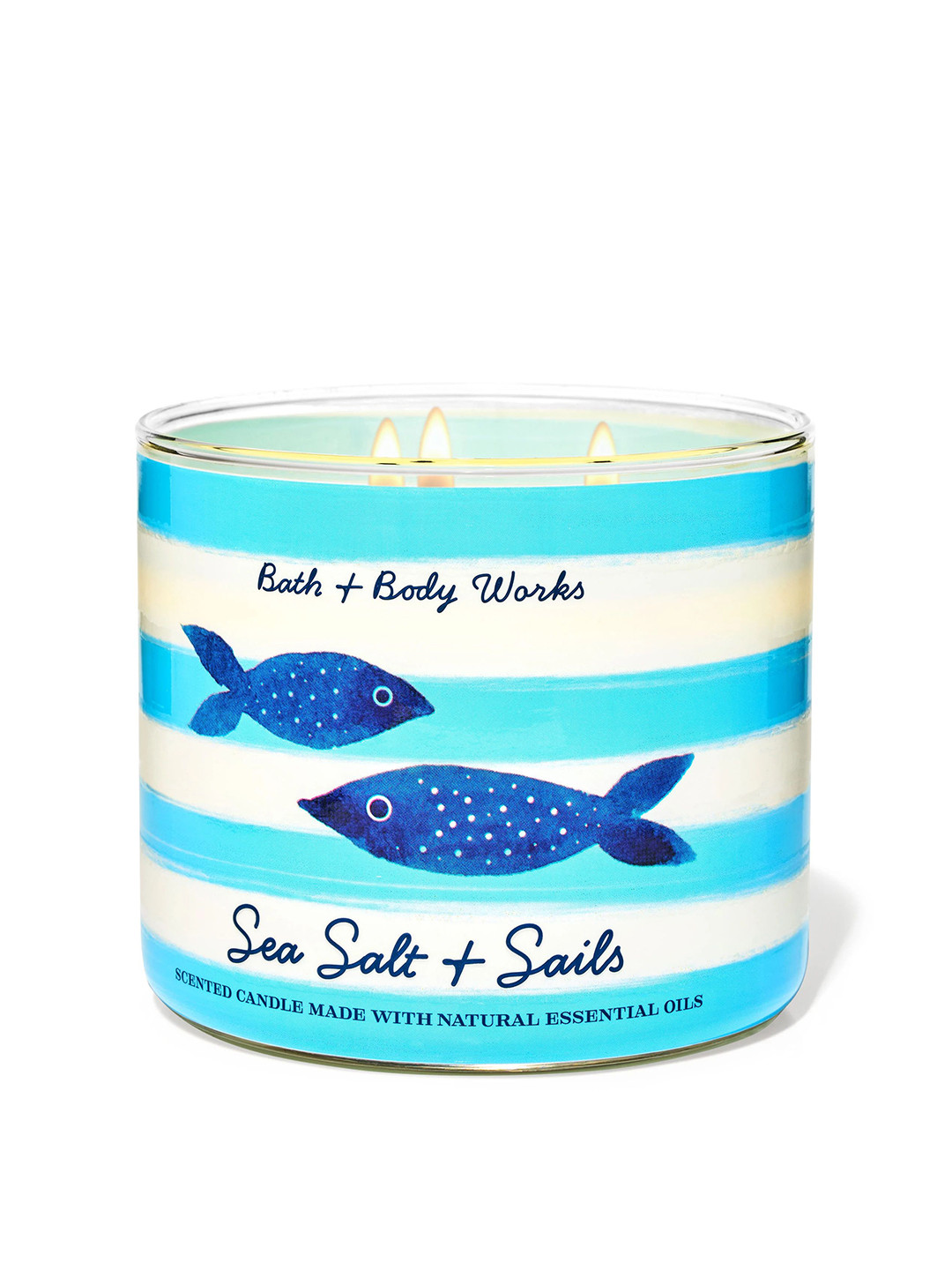 Bath & Body Works Sea Salt & Sails 3 Wick Sea Salt and Sails Striped Jar Candles