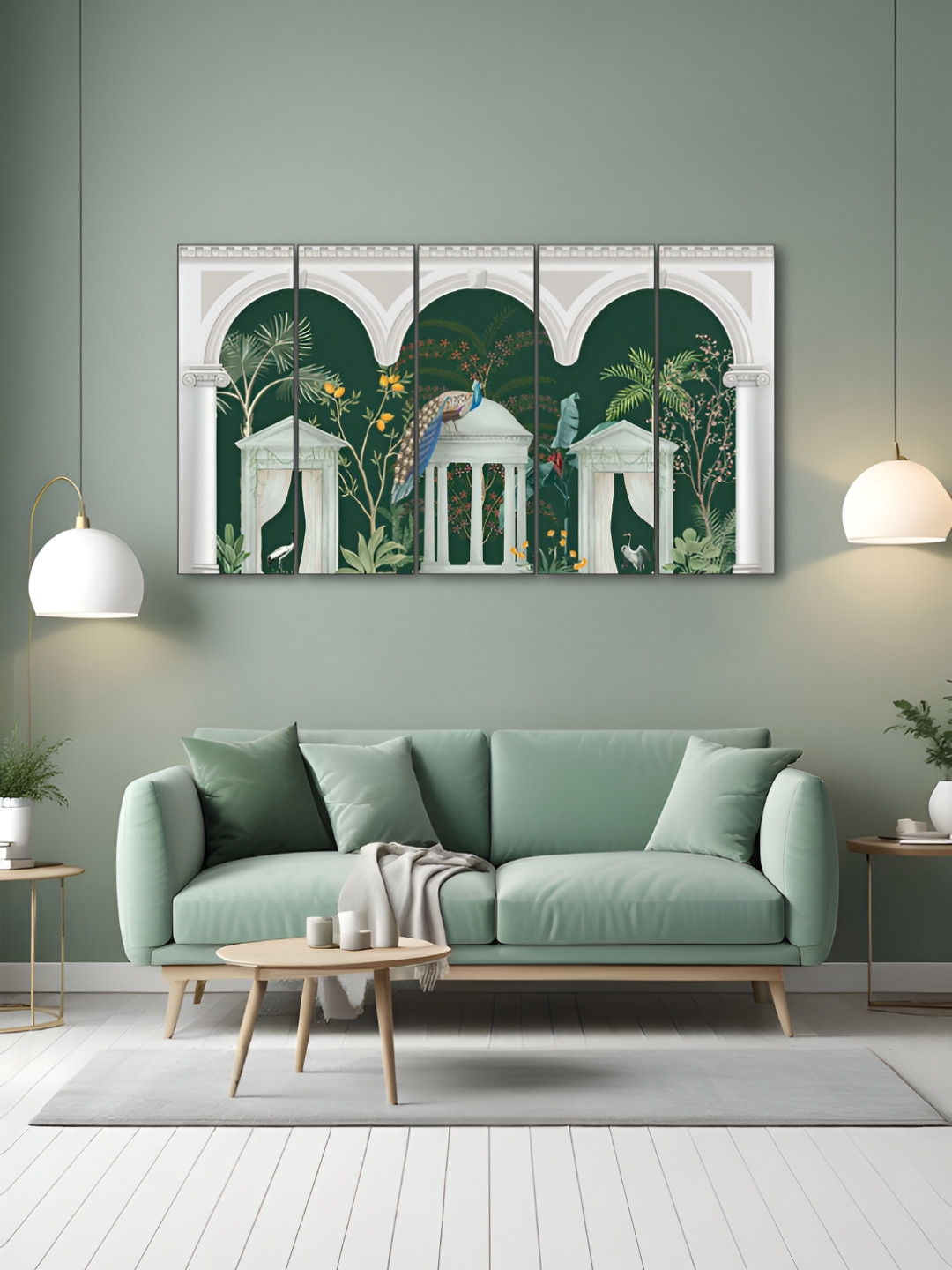 The Castle Decor Wood 5 Piece Wall Rectangle Paintings Wall Art -47.63 x 27In