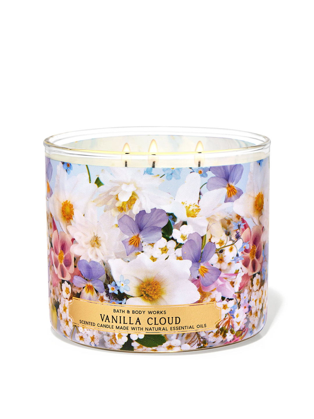 Bath & Body Works Cloud Scented 3 Wick Vanilla Floral Geometric Regular Jar Candles