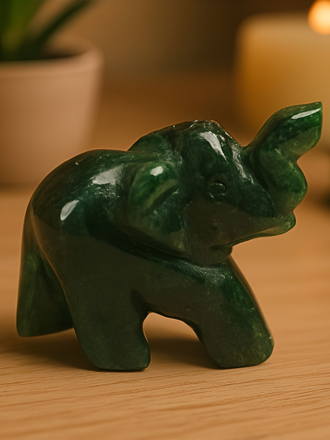 Zhupuk Green Stone Glossy Living Room Small Showpiece - 1 Inches