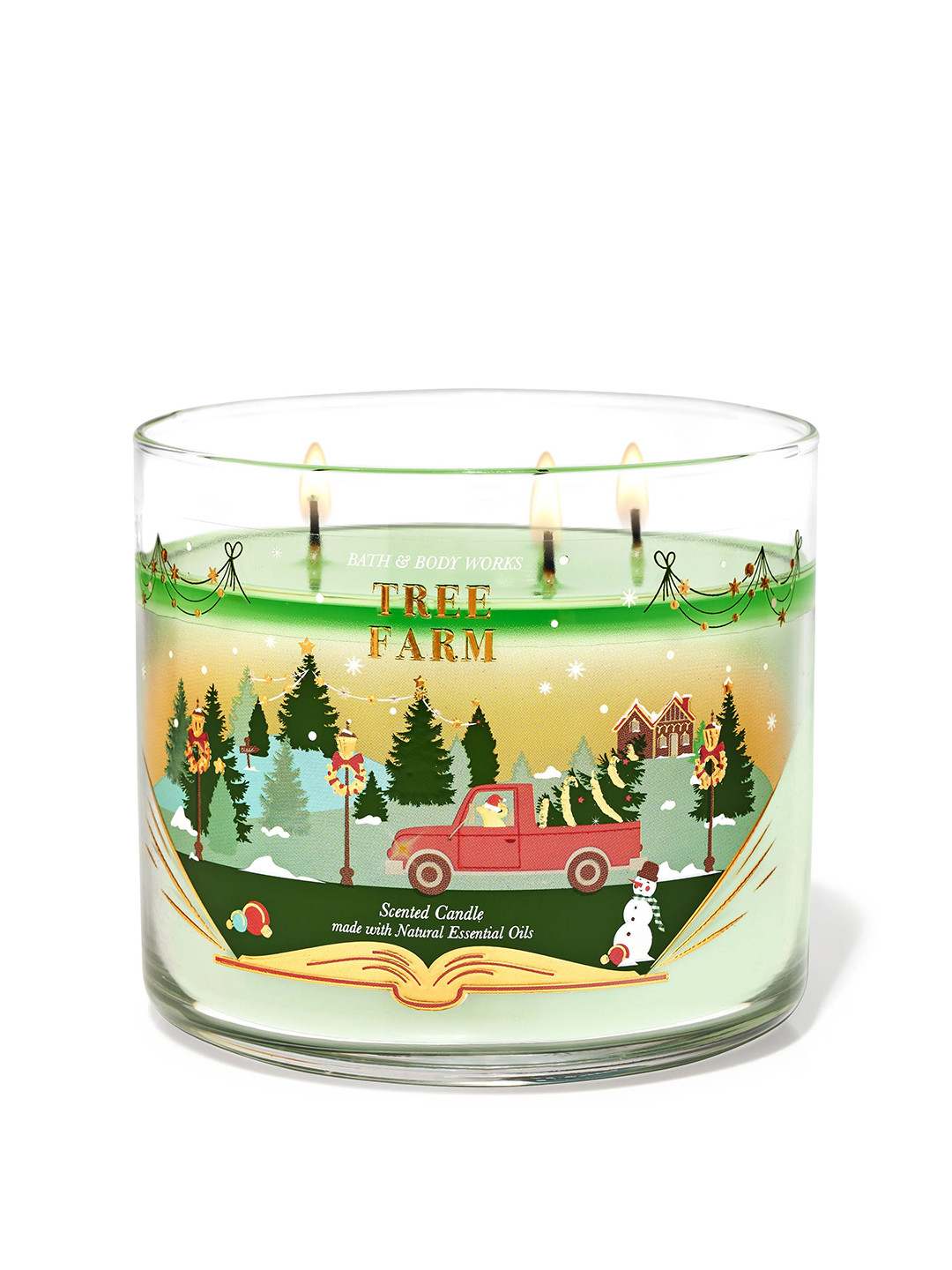 Bath & Body Works Tree Farm Scented 3 Wick Tree Farm Solid Geometric Christmas Jar Candles