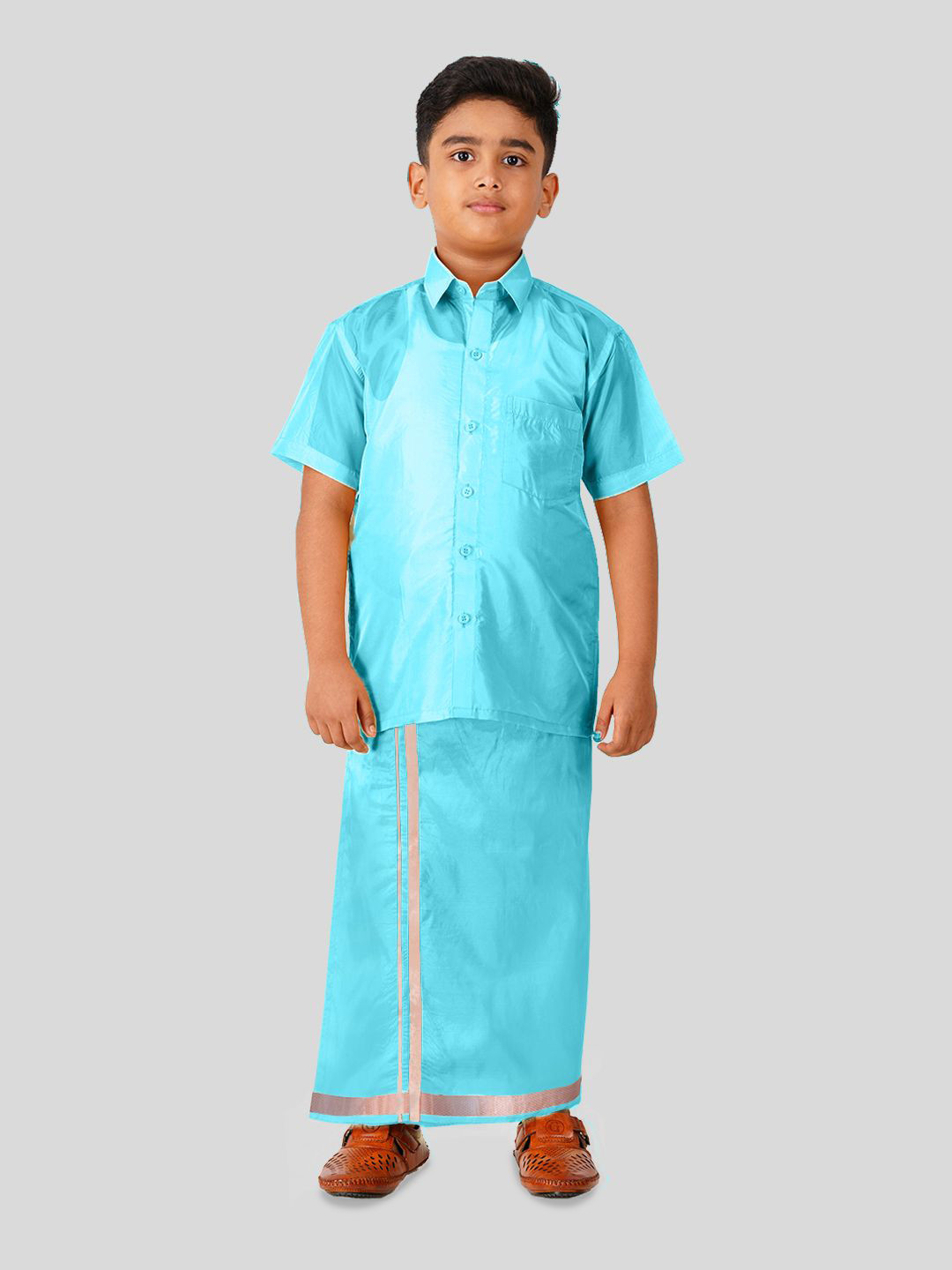 THANGAMAGAN Boys Shirt with Dhoti Pants