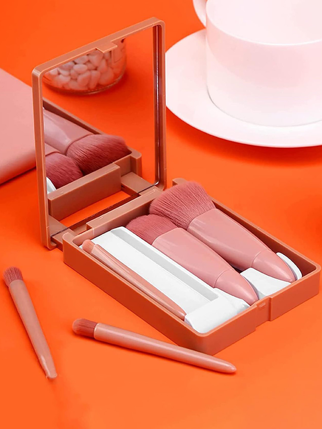 PURRPALAX Set Of 5 Makeup Brushes With Mirror