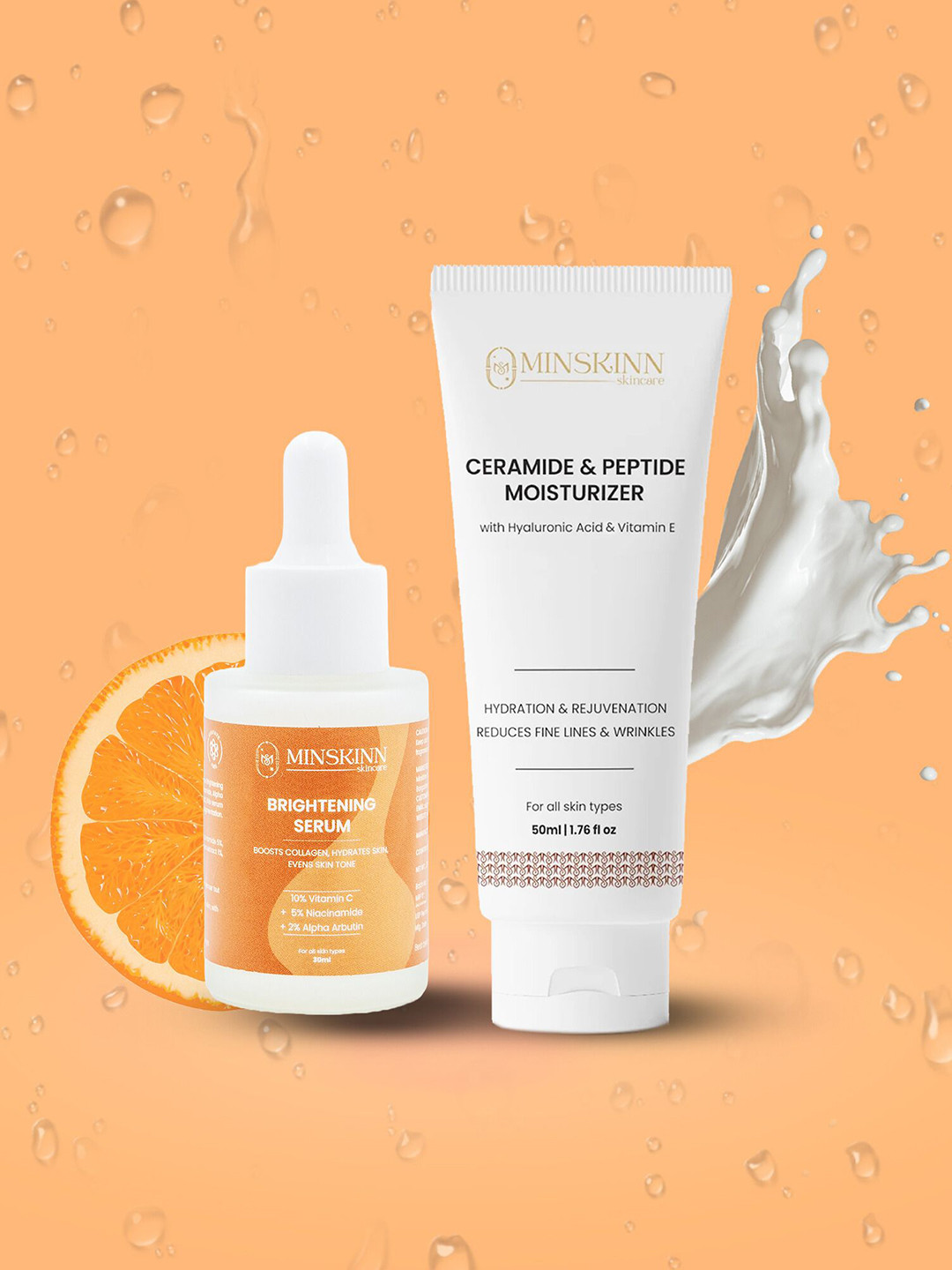 Minskinn Skincare Set Of 2 Brightening Serum 30 ml With Ceramide Moisturizer - 50 ml