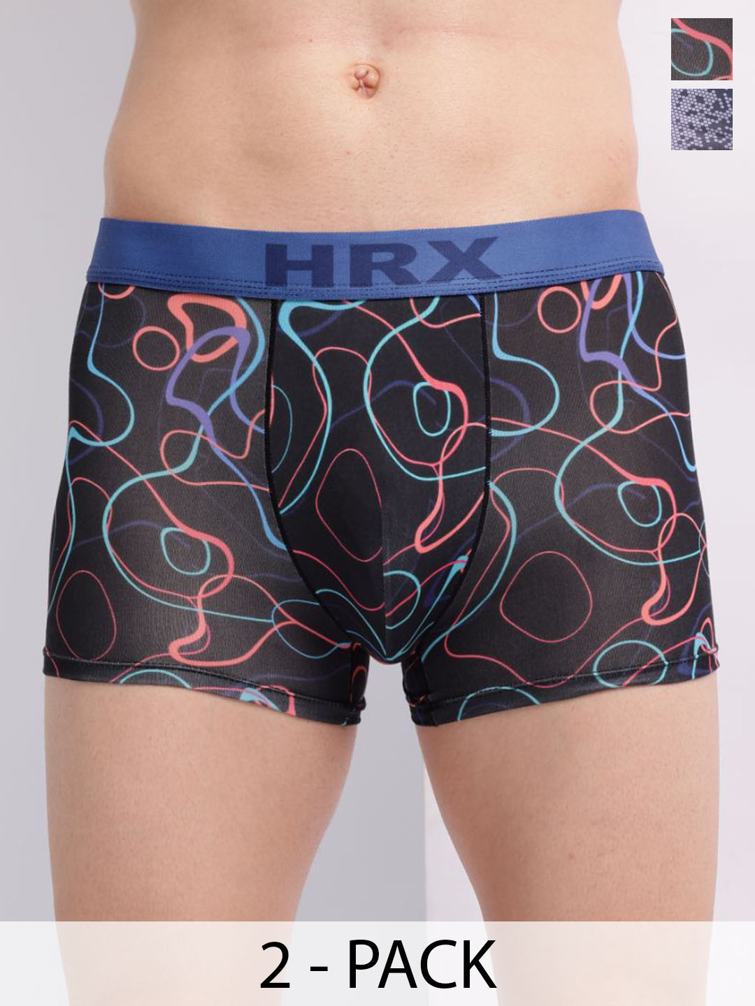 HRX by Hrithik Roshan Pack Of 2 Printed  Antimicrobial Trunk HTO-PV-Print-106-112-S