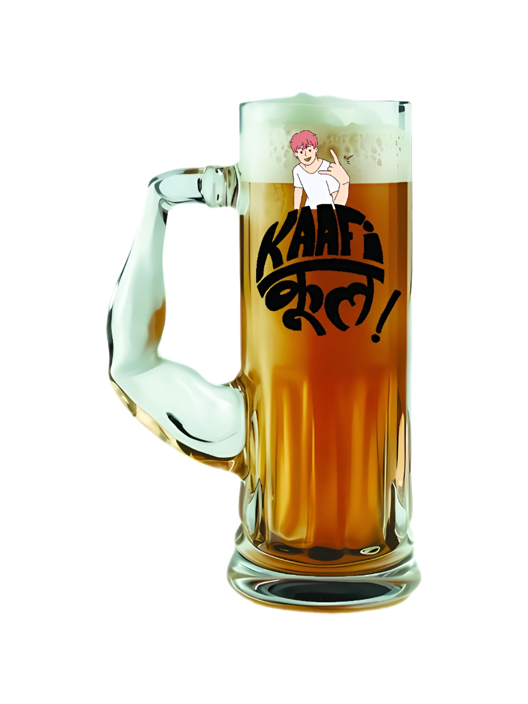 PRINTING DADDY Transparent Typography Glass Microwave Safe Mug-650ml