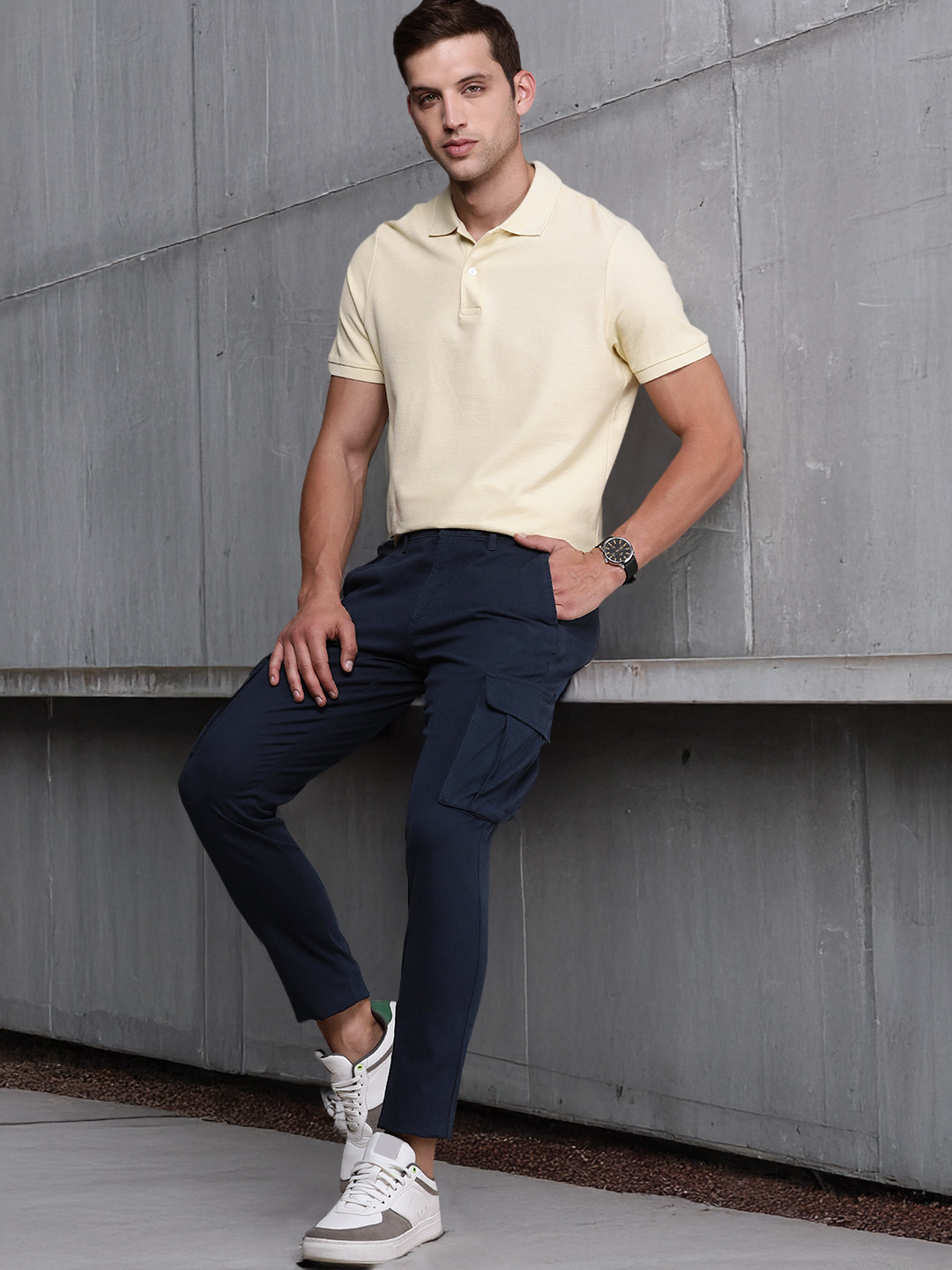 French Connection Men Regular Fit Cargos Trousers