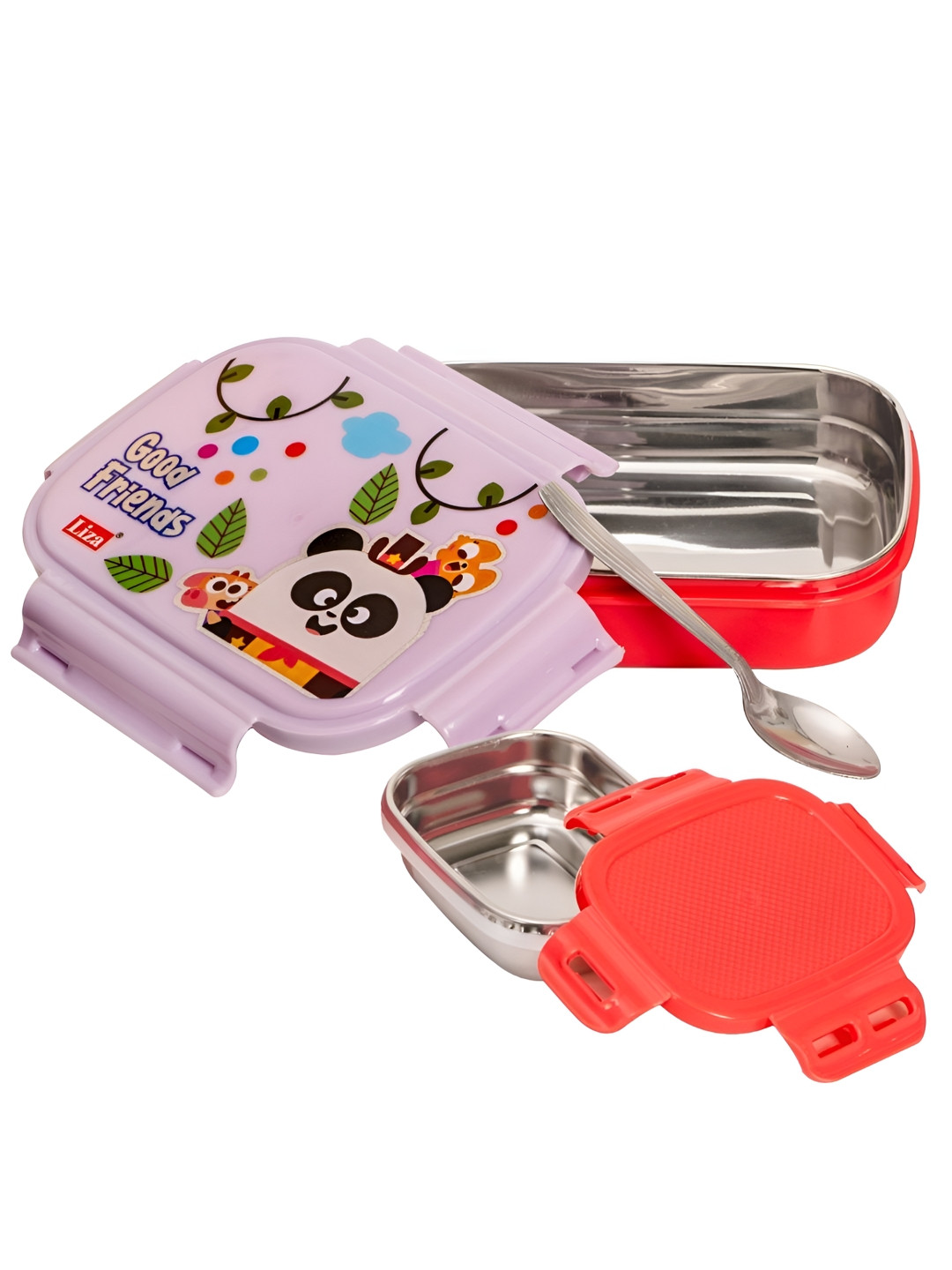 Adore Winner Good Friends Plastic Easy to Clean 3PCs Lunch Box With Spoon and Fork