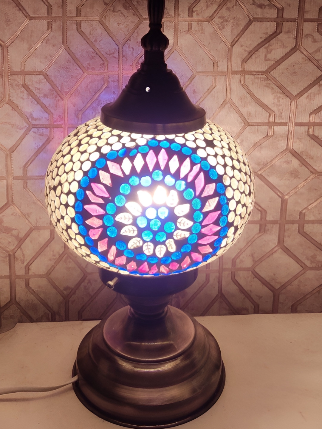 GVIBE White And Blue Glass Table Lamps