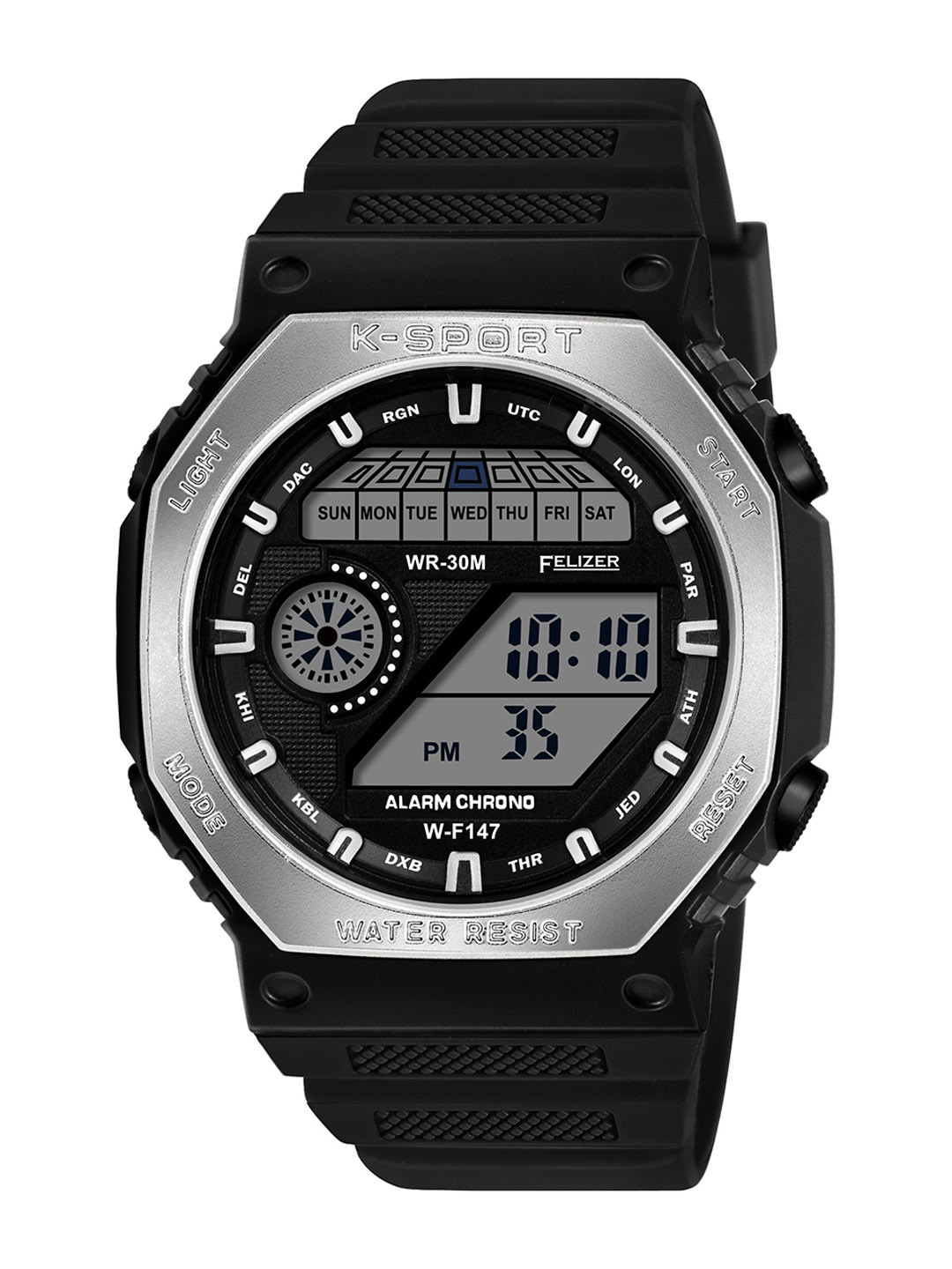 FELIZER Men Dial & Straps Digital Multi Function Watch LSKA-147-SilvrBlk
