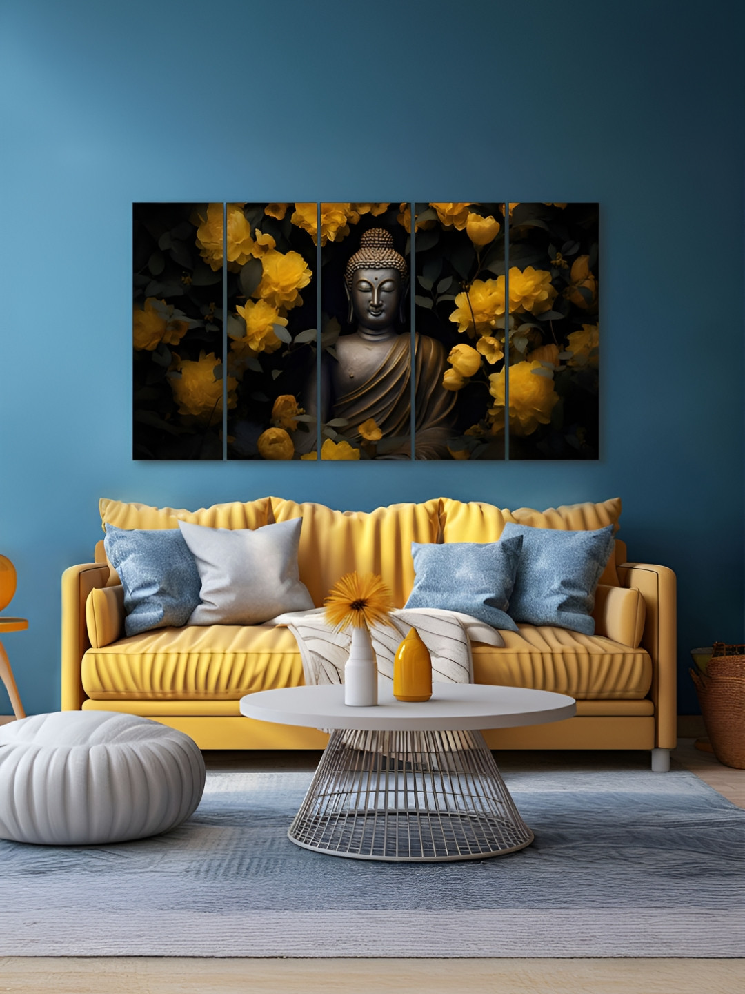 The Castle Decor Brown & Yellow 5 Piece Wood Religious Wall Paintings