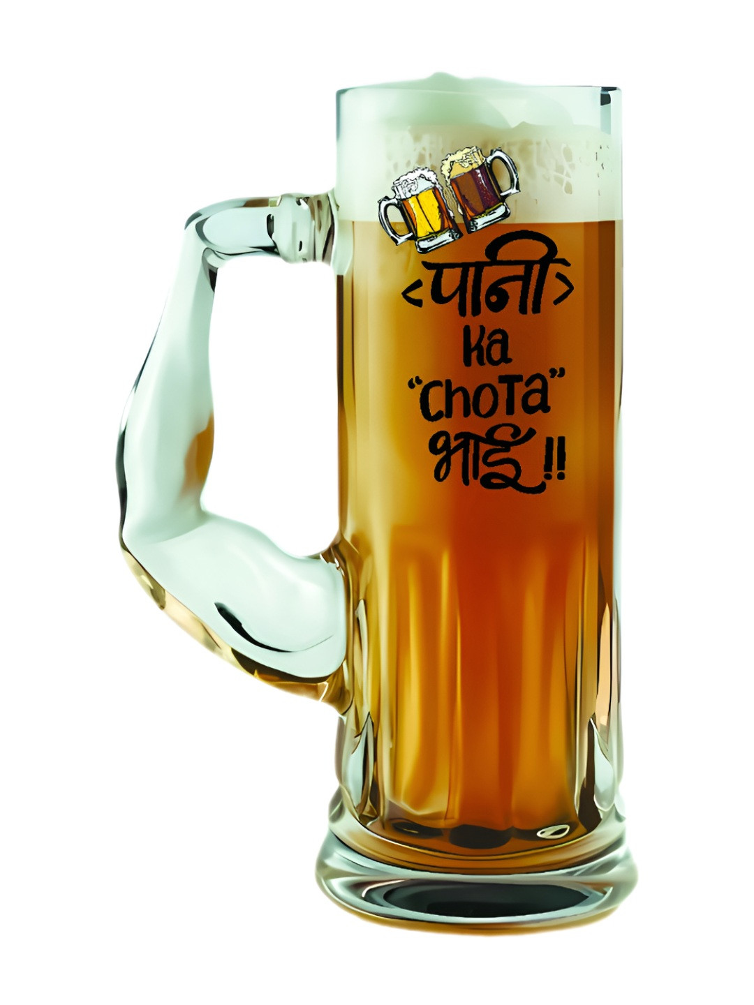 PRINTING DADDY Transparent Printed Glass Beer Mug - 650 ml