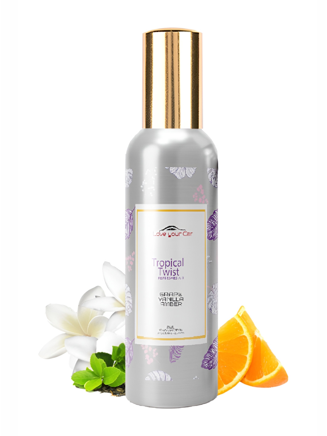 Love Your Car Grey & Yellow Grape Vanilla Amber Long Lasting Air Freshener - 85 ml