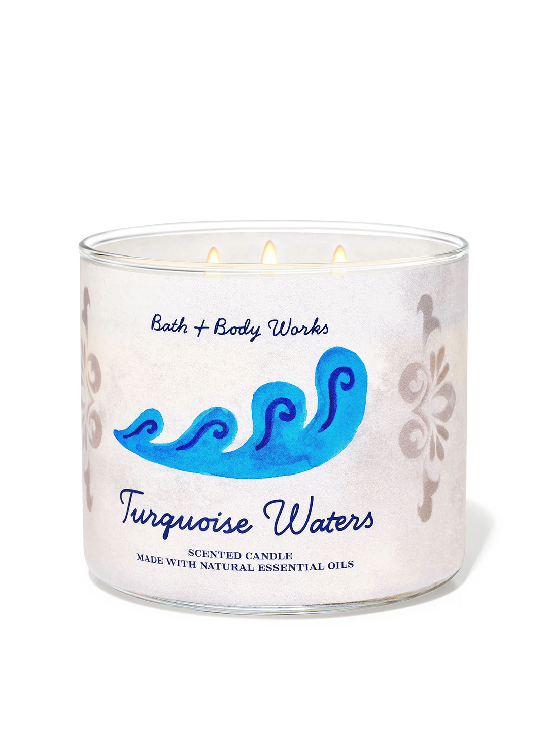 Bath & Body Works Turquoise Waters Scented 3 Wick Abstract Geometric Regular Jar Candles