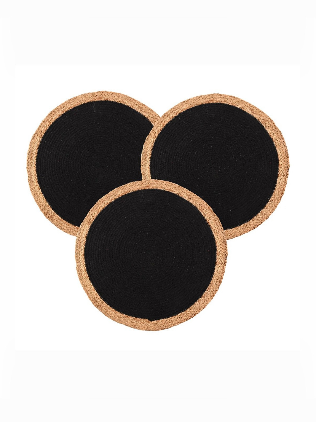 Myntra Elegant Homes Brown & Black 3 Pieces Braid Border Round Jute Doormats