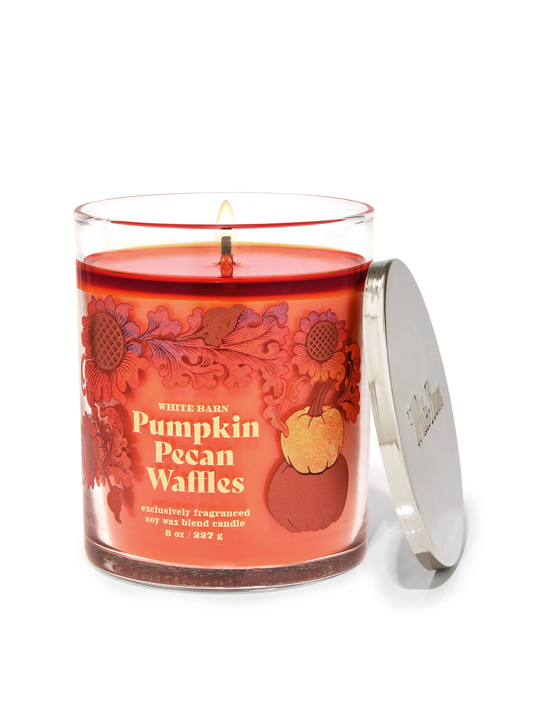 Bath & Body Works Pumpkin Pecan Waffles 1 Wick Floral Geometric Regular Jar Candles