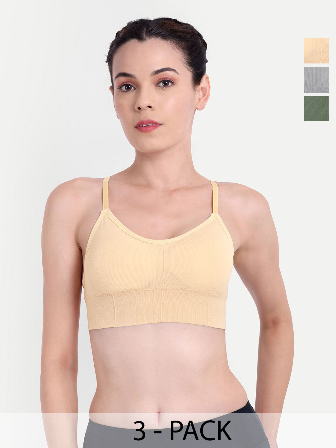 Trulymart Pack Of 3 Solid Full Coverage Lightly Padded Rapid Dry Regular Push Up Bra