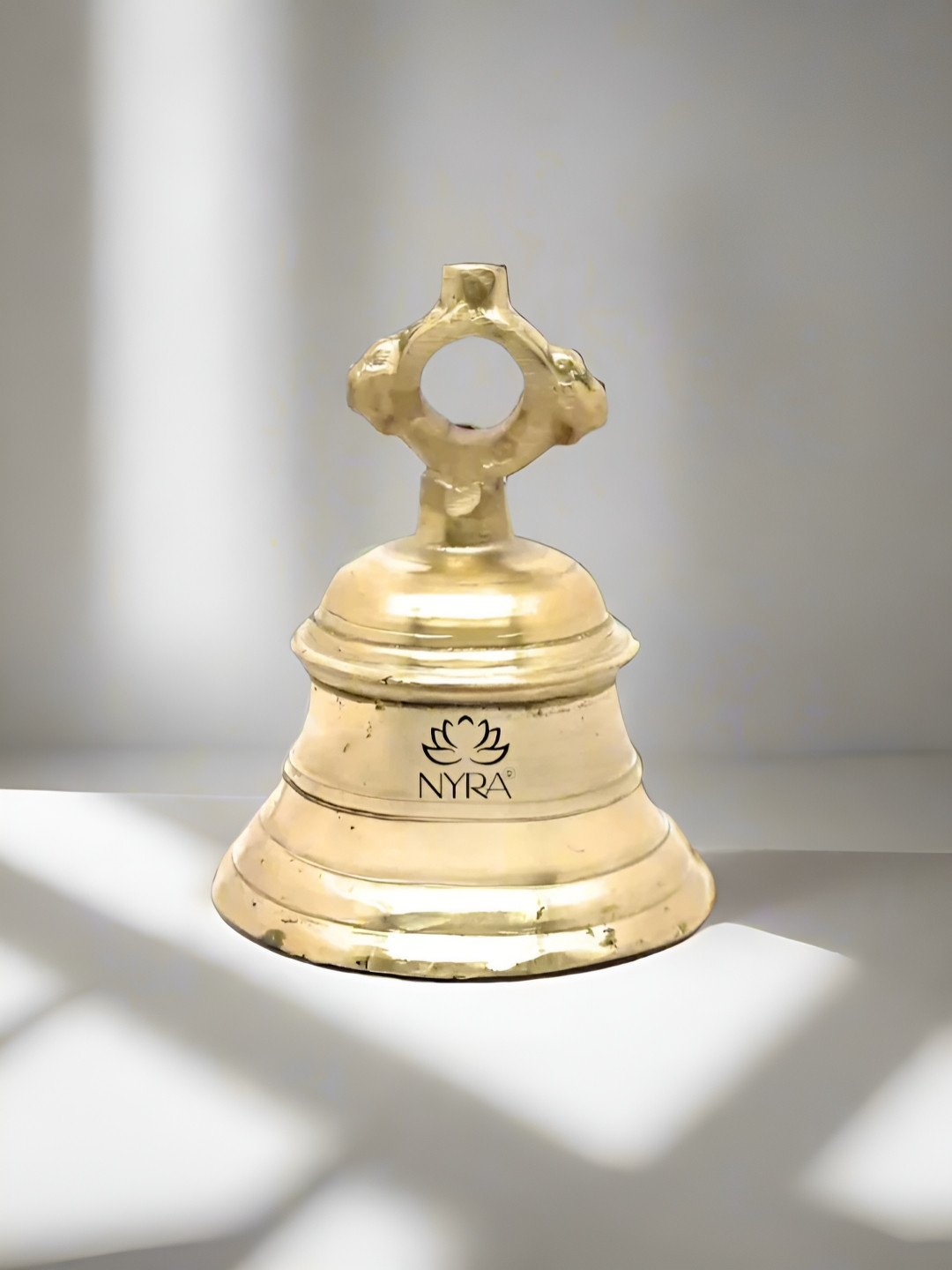 Nyra Kitchenware Gold Toned Pure Peetal Ghanta Brass Temple Bell