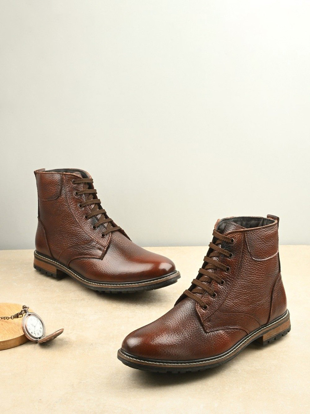 Butello Men Textured Riding Boots