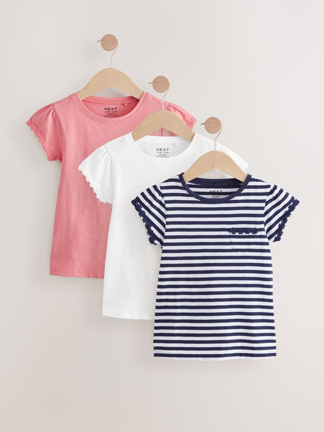 NEXT Pack Of 3 Pure Cotton Lace Inserts Tops