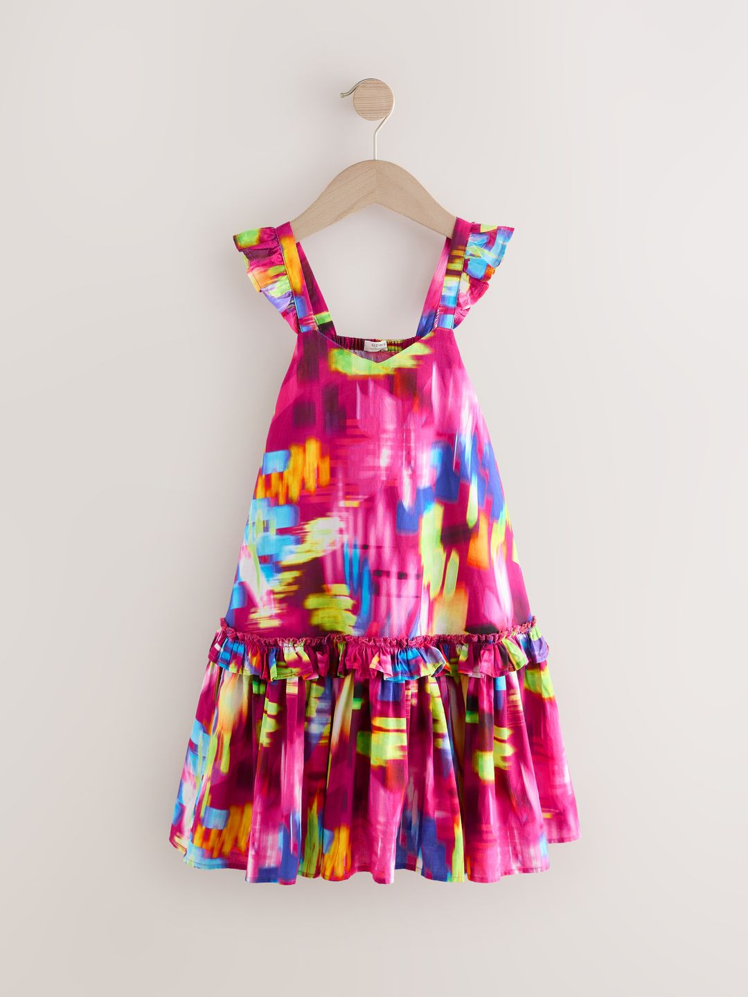 NEXT Kids Girls Abstract Printed Pure Cotton A-Line Dress