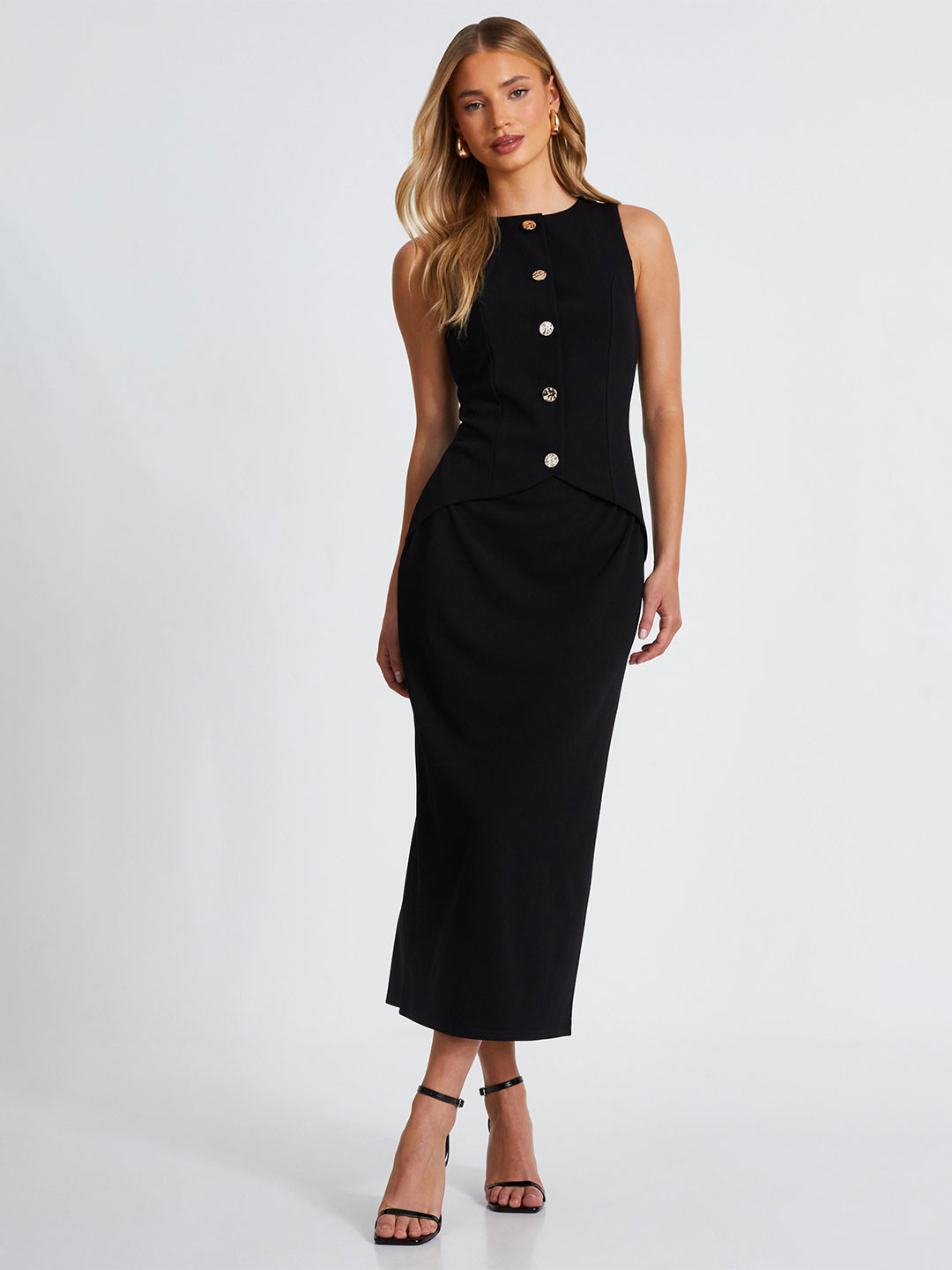 QUIZ Round Neck Bodycon Midi Dress