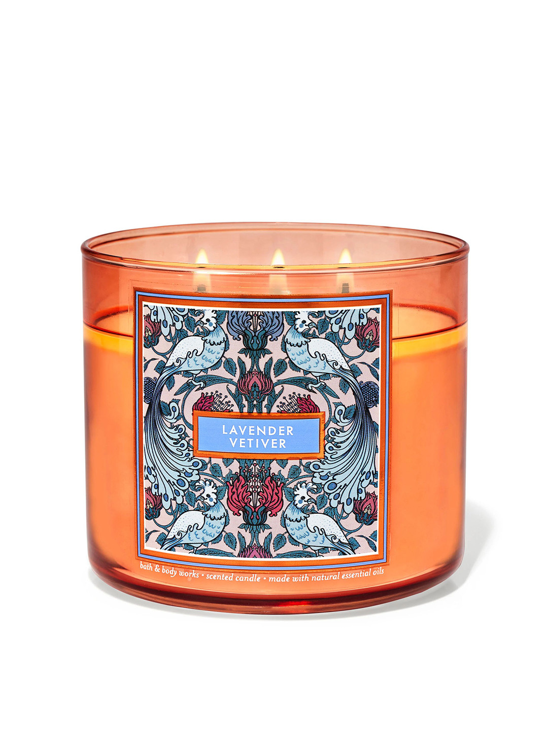 Bath & Body Works Vetiver Scented 3 Wick Lavender Solid Geometric Regular Jar Candles