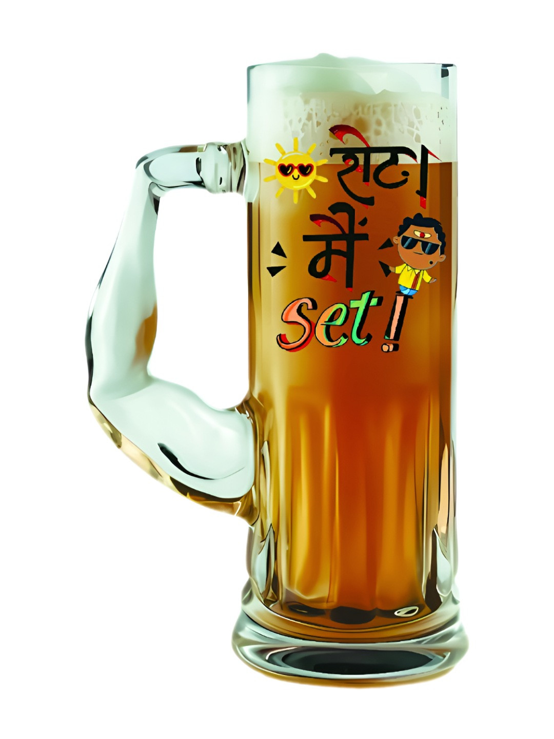 PRINTING DADDY Transparent Printed Glass Beer Mug - 650 ml